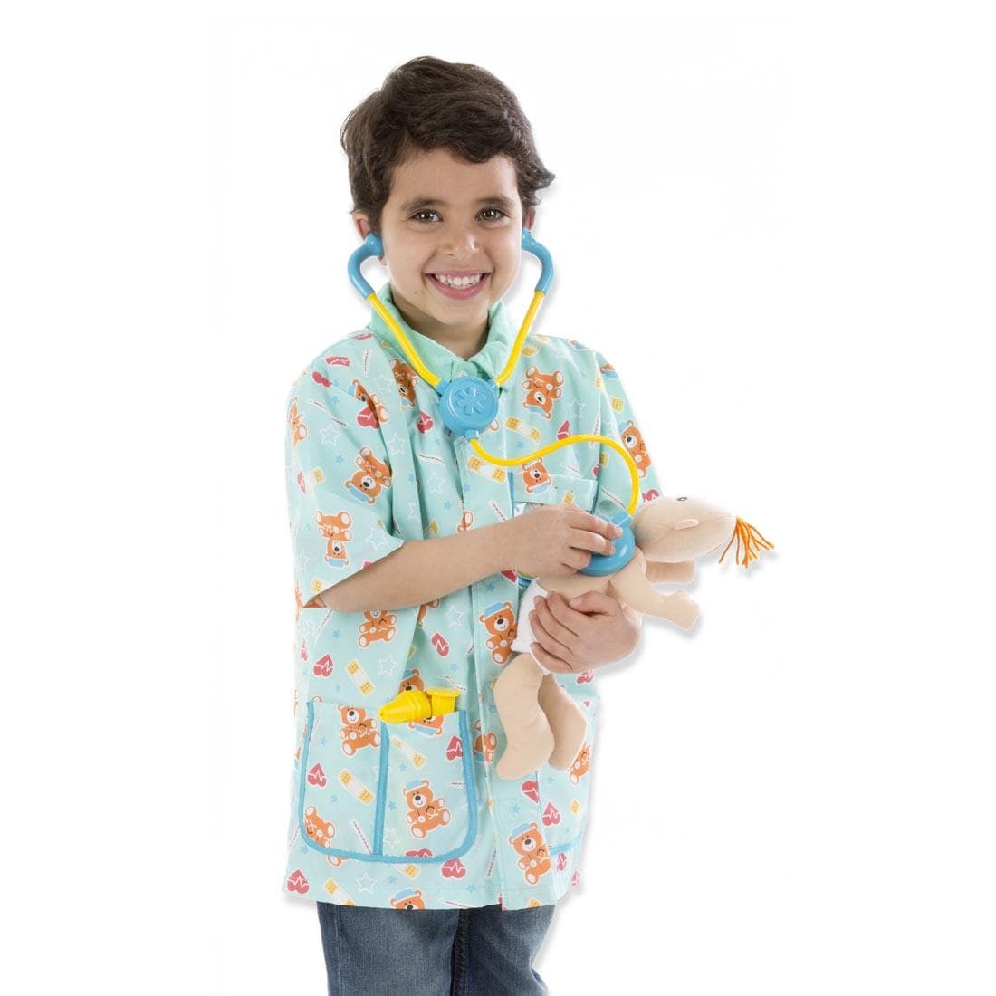 child dressed up in the Pediatric Nurse Role Play Costume Set