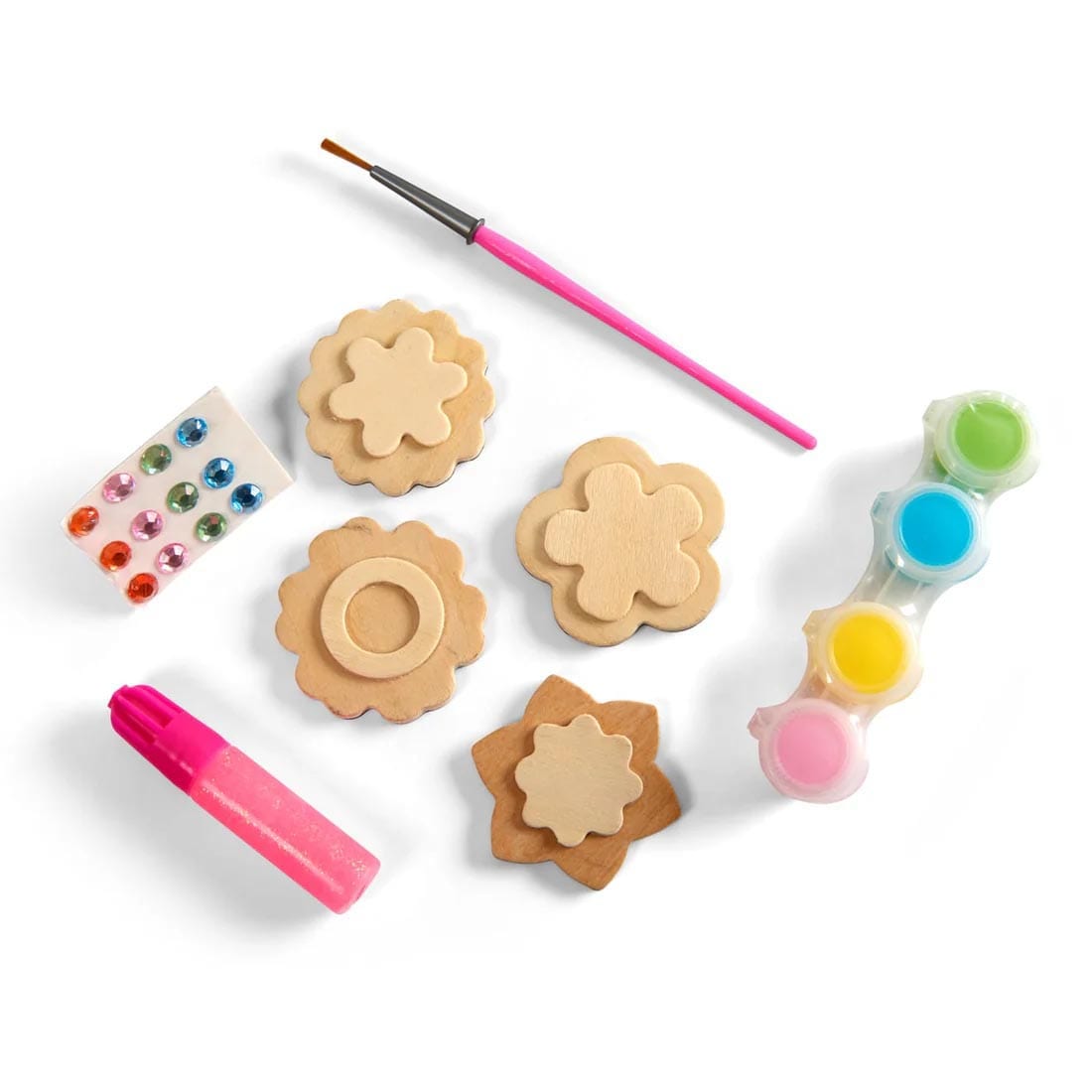 components of the Created by Me! Flower Magnets Wooden Craft Kit By Melissa & Doug
