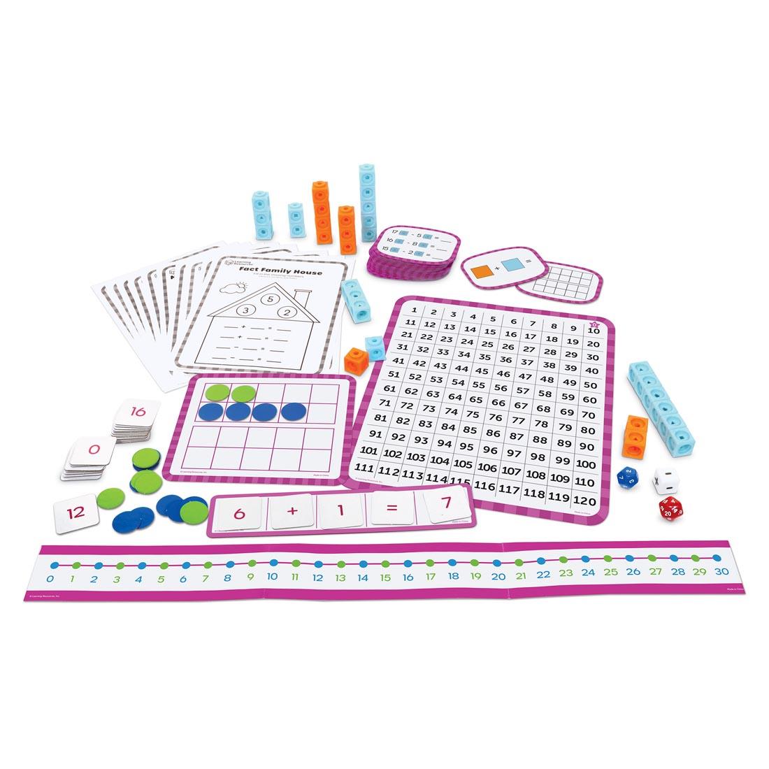 contents of Skill Builders! First Grade Addition & Subtraction Activity Set By Learning Resources