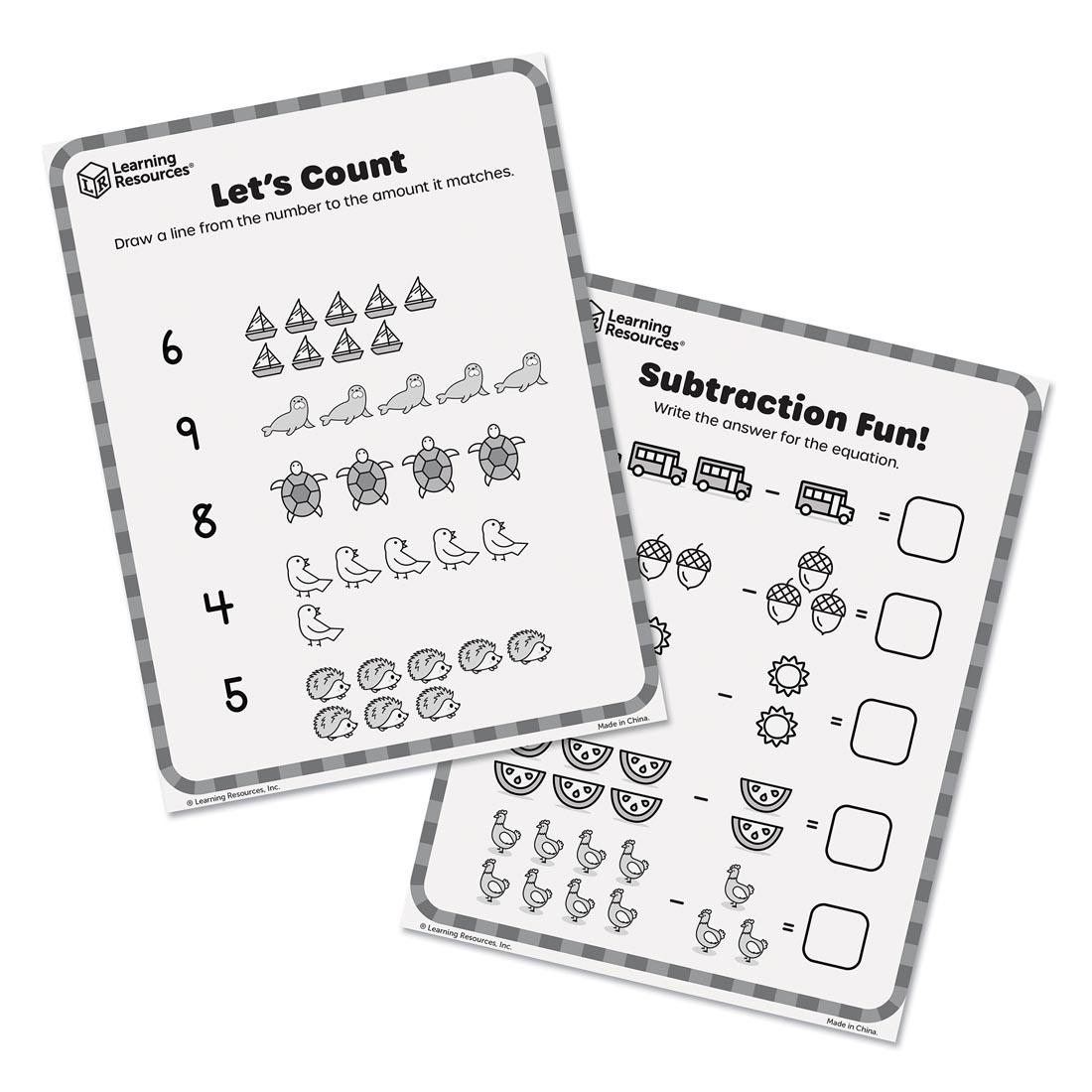worksheets from the Skill Builders! Kindergarten Math Activity Set