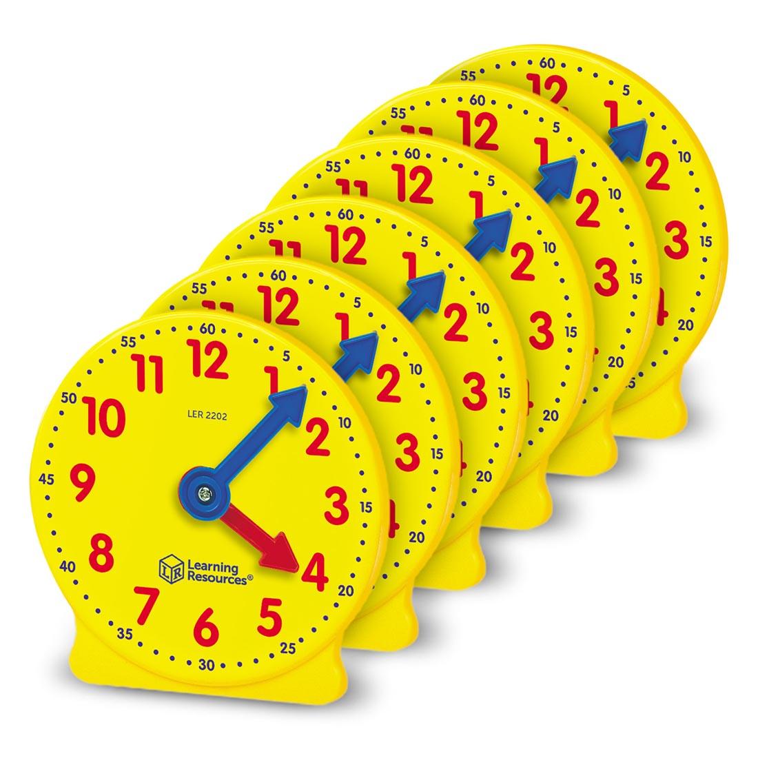 6 Big Time Geared Mini-Clocks By Learning Resources