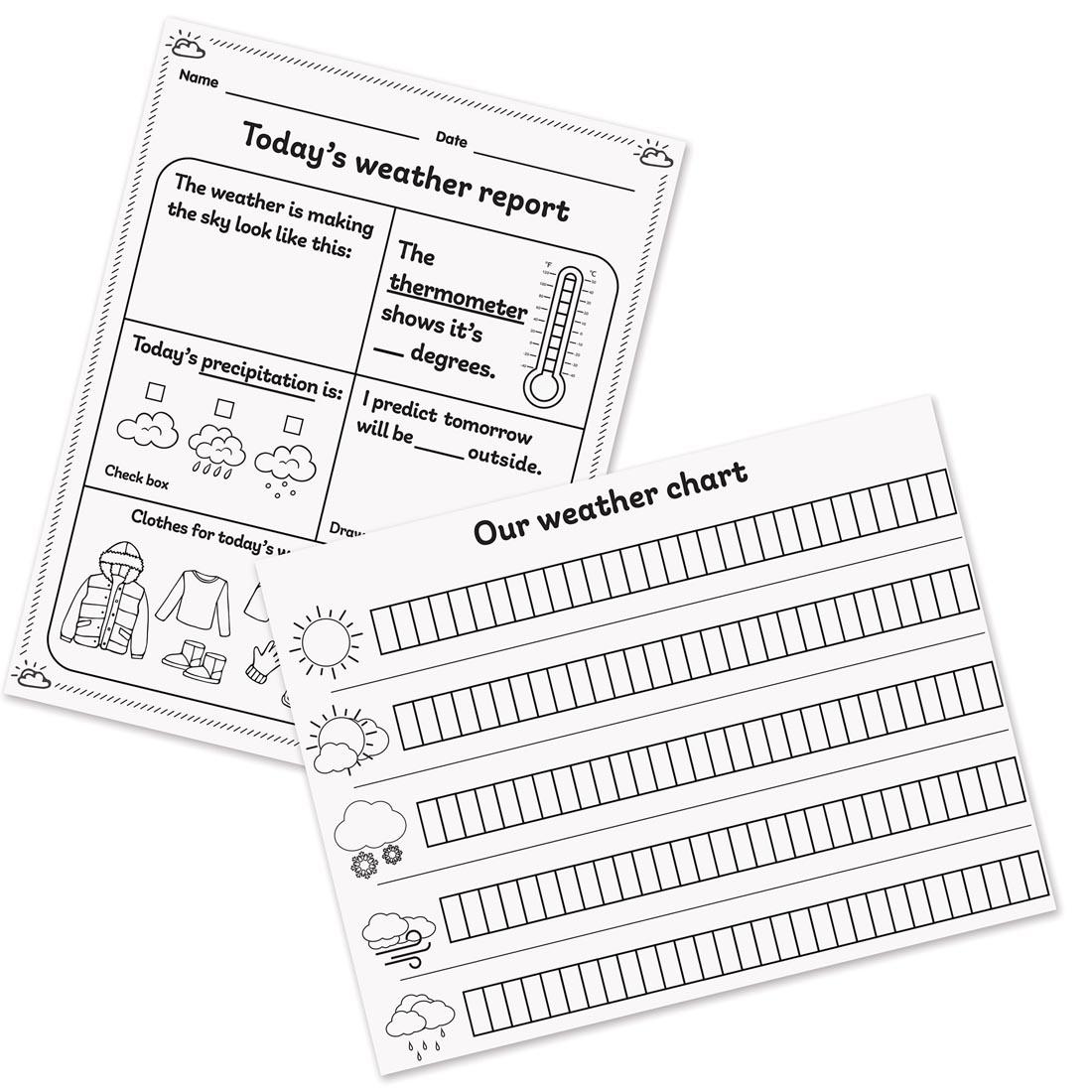 worksheets from the Weather Tracker Pocket Chart