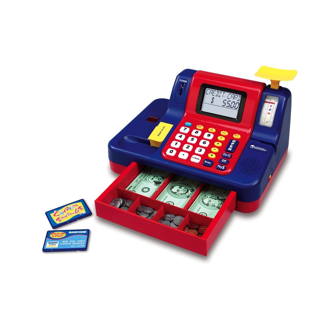 Teaching Cash Register with play money and pretend credit card