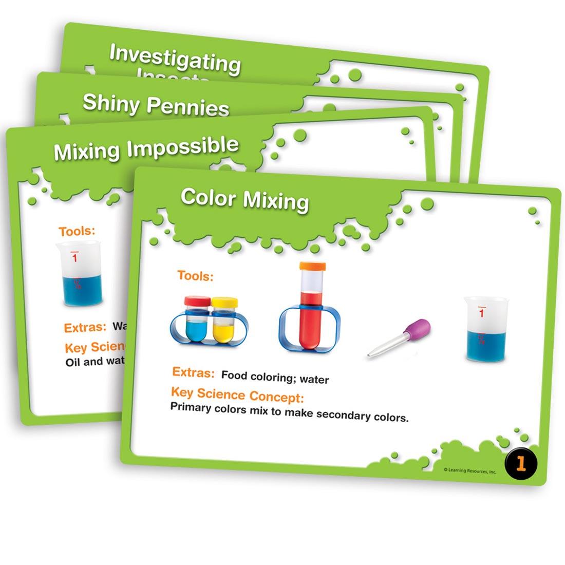 Sample cards from the Primary Science Lab Set by Learning Resources