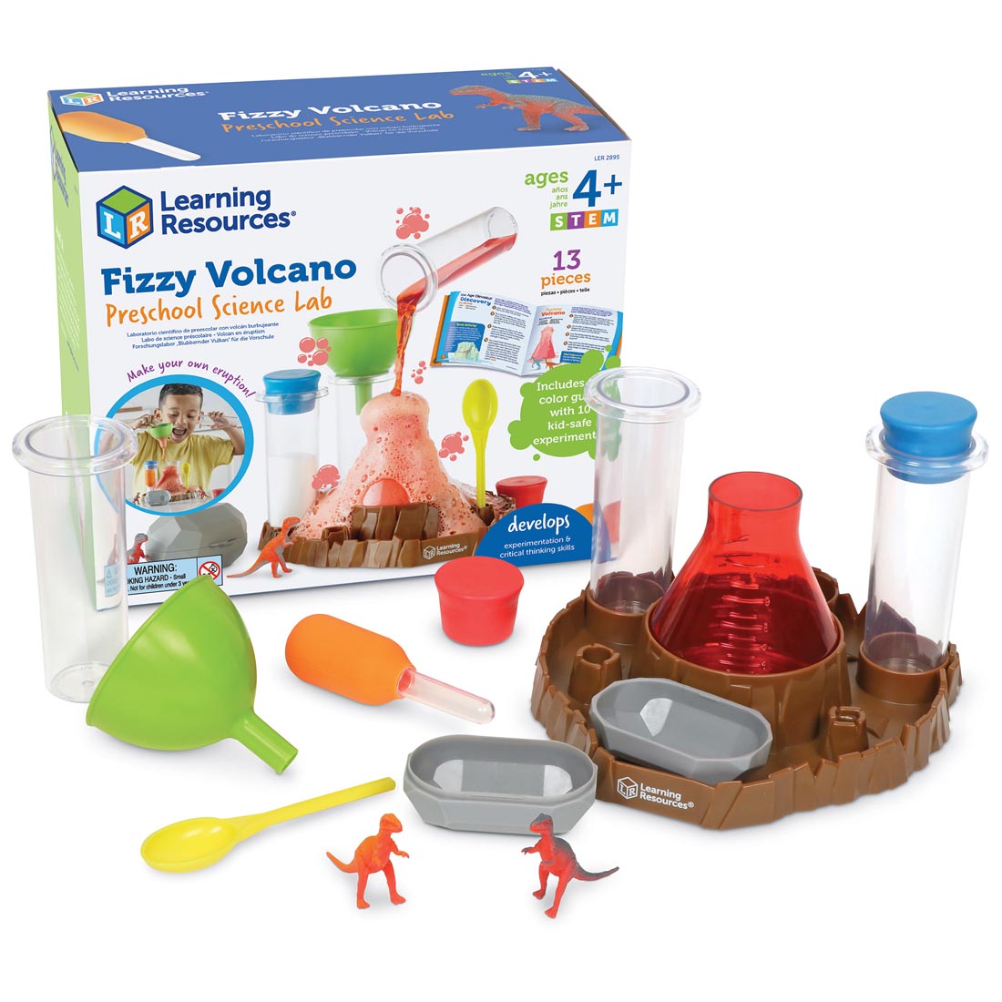 Fizzy Volcano Preschool Science Lab with contents shown outside the packaging