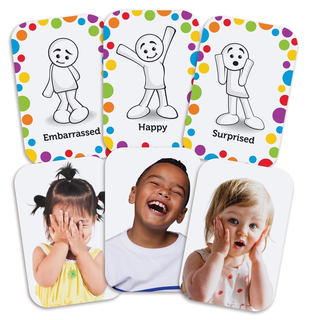 six cards from the All About Me Feelings Activity Set By Learning Resources