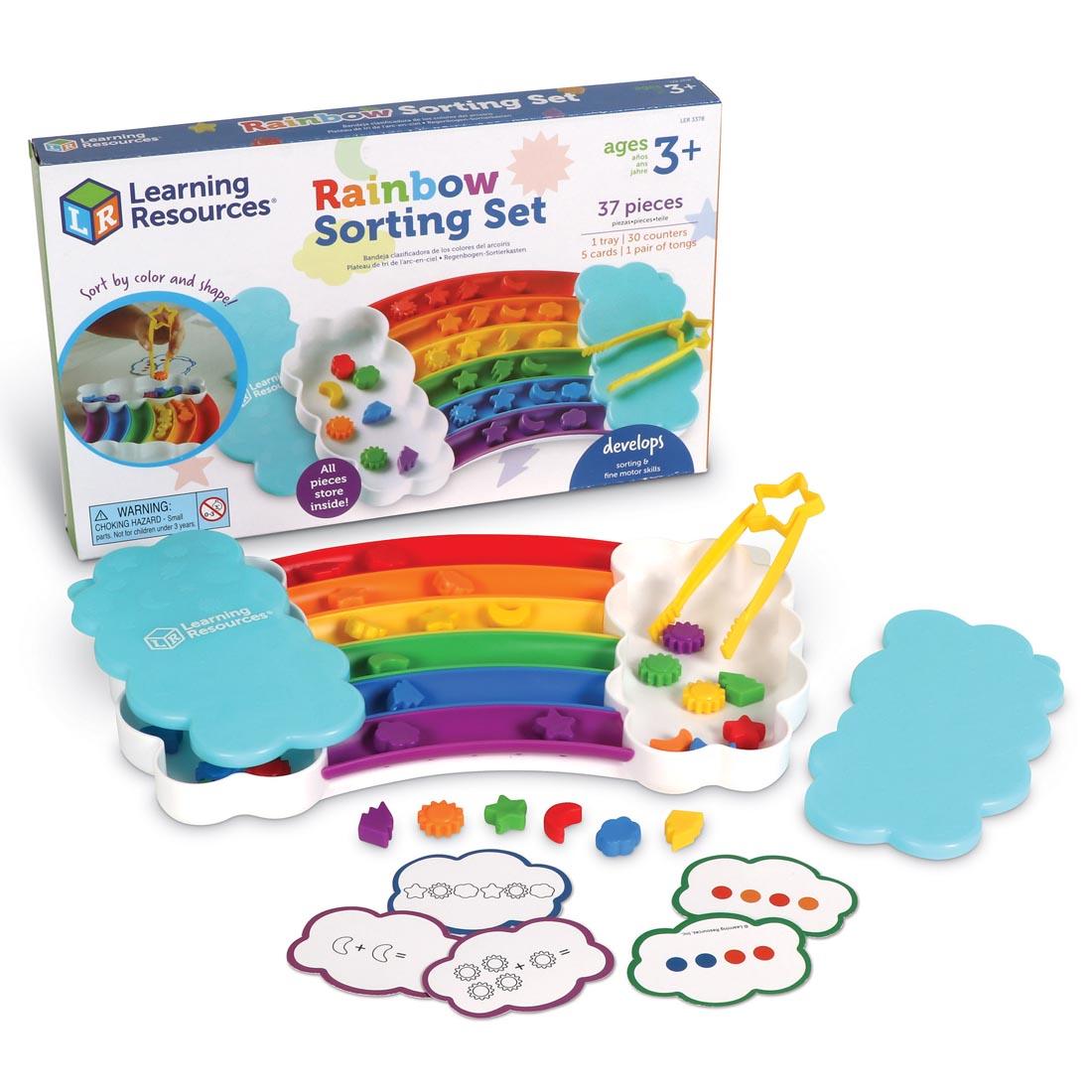 box behind all the components of the Rainbow Sorting Set By Learning Resources