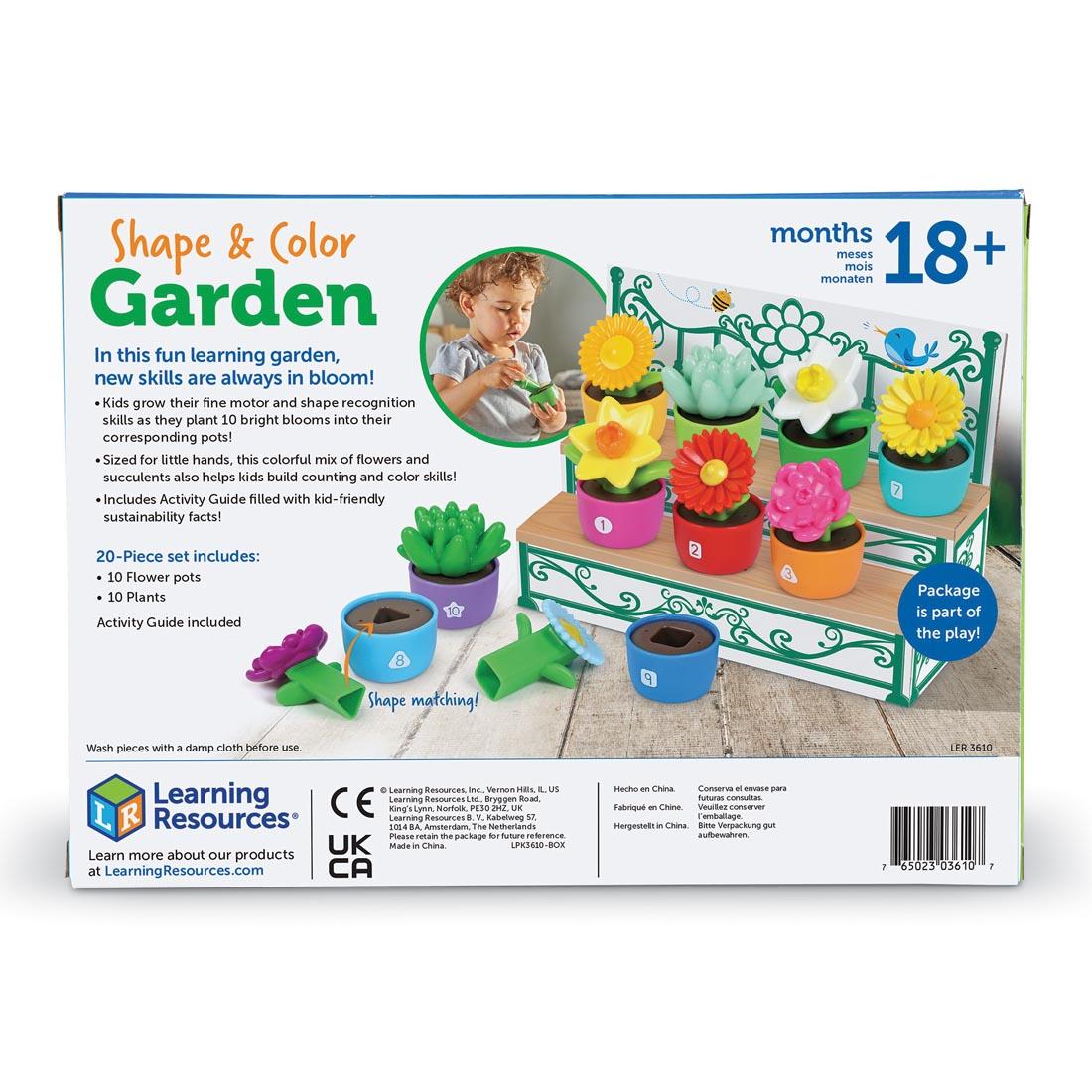 back of package of Shape & Color Garden By Learning Resources