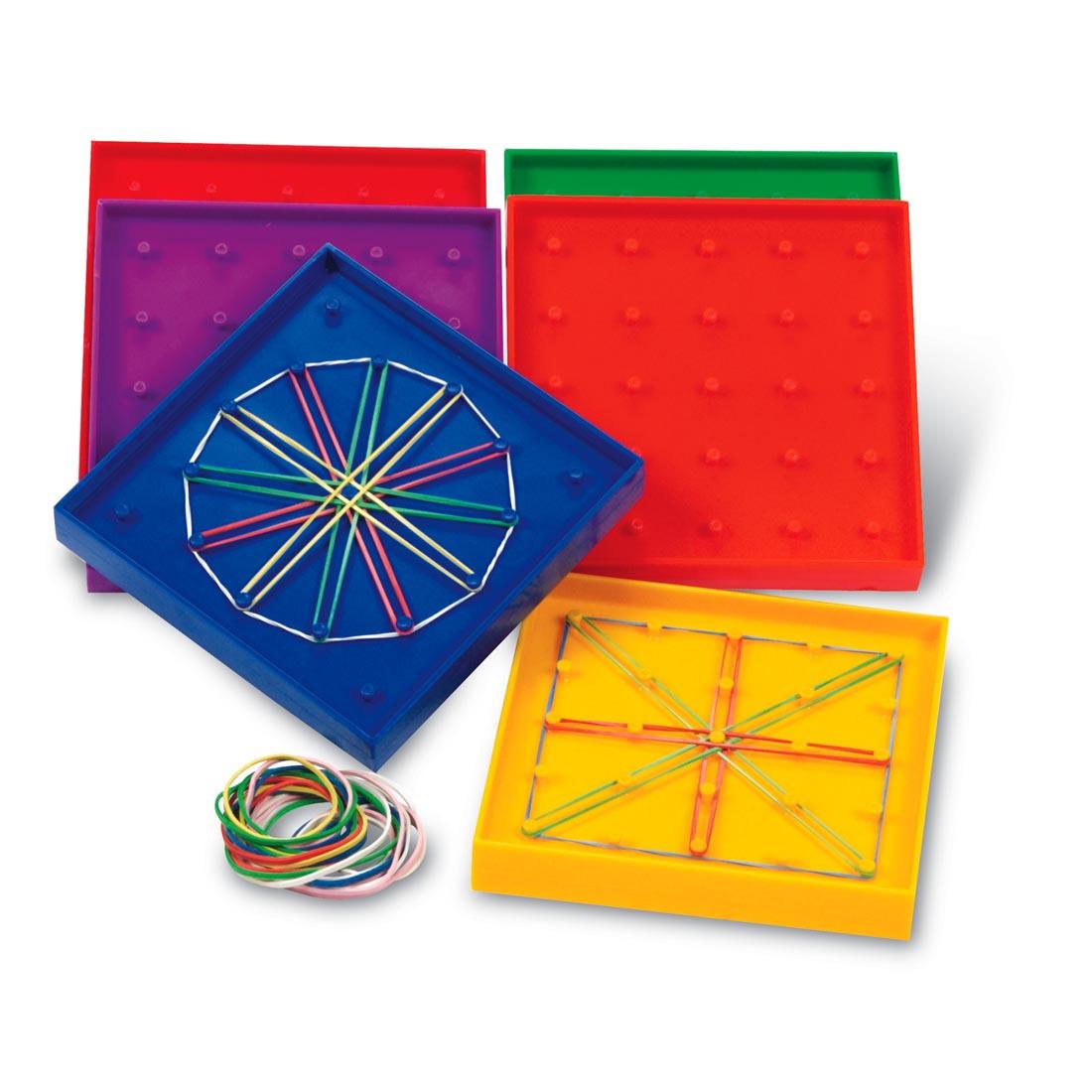 Six Double-Sided Geoboards in Solid Colors
