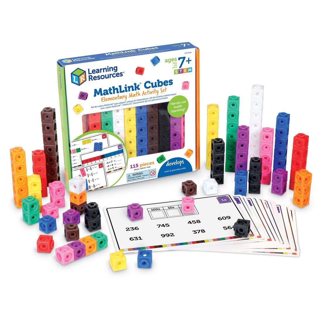 MathLink Cubes Elementary Math Activity Set By Learning Resources with contents shown outside the box