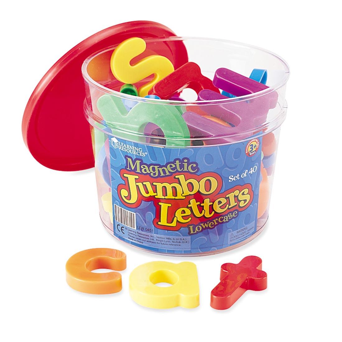 Tub of Colorful, Plastic Jumbo Magnetic Lowercase Letters