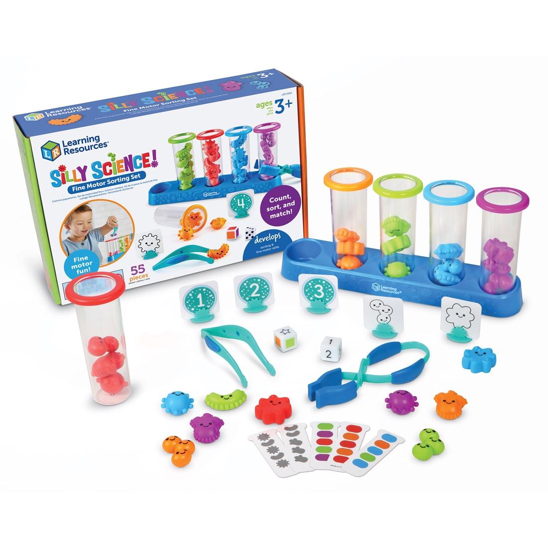 Silly Science! Fine Motor Sorting Set By Learning Resources box and contents