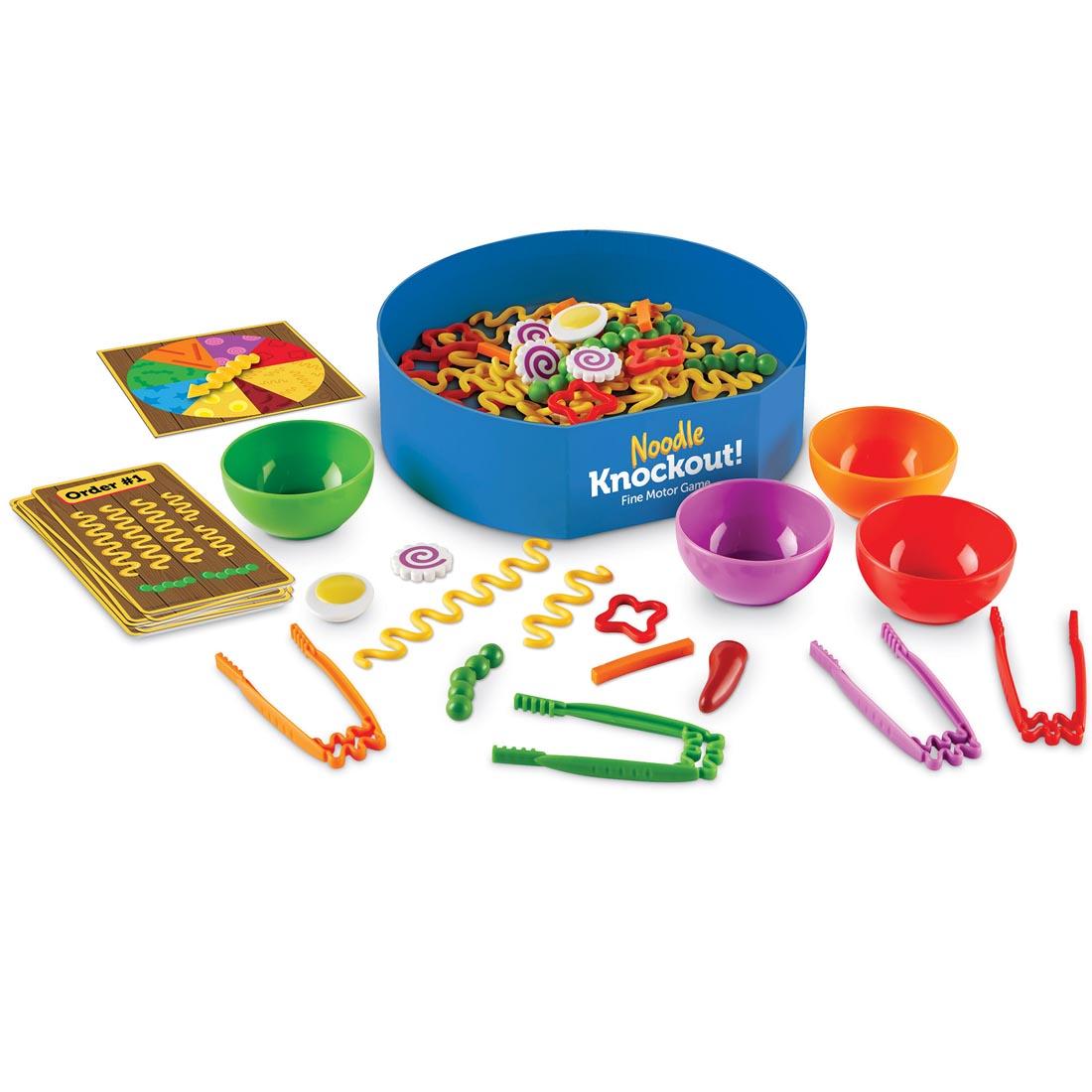 contents of Noodle Knockout Fine Motor Game