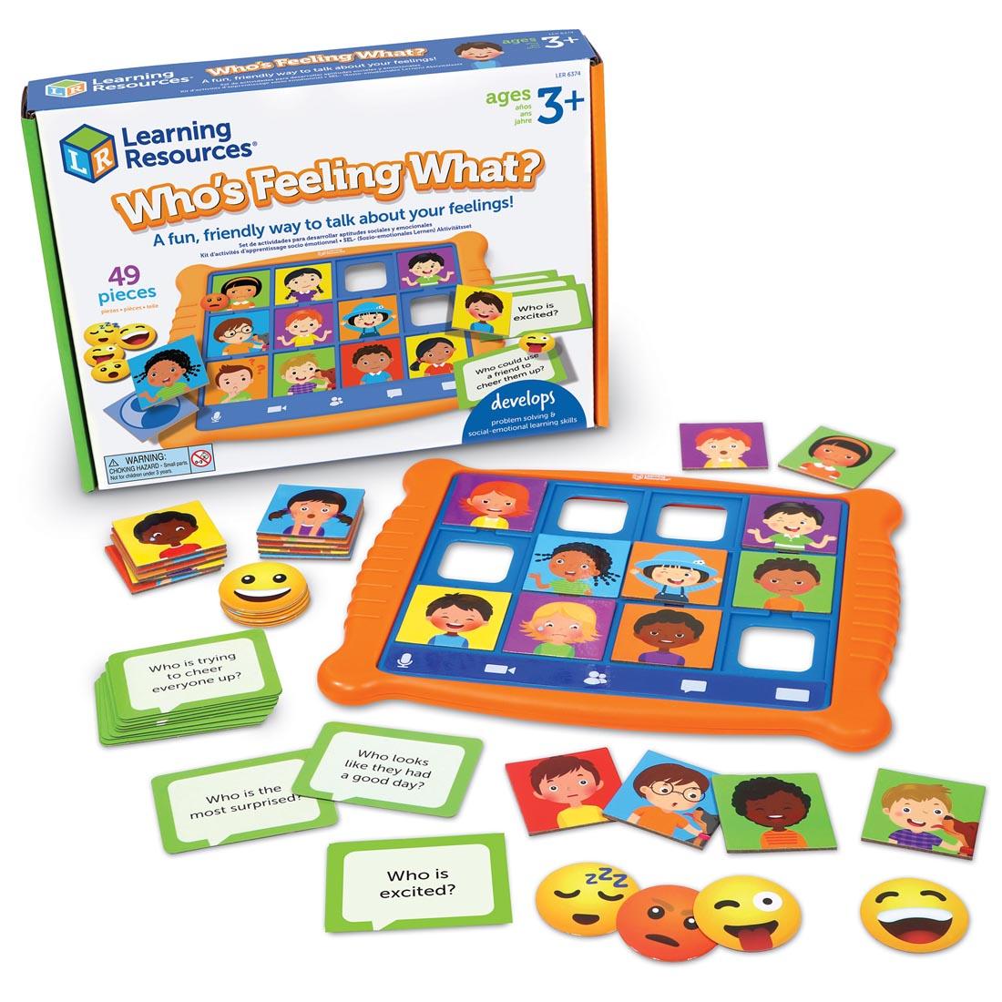 Box and contents of Who's Feeling What? By Learning Resources