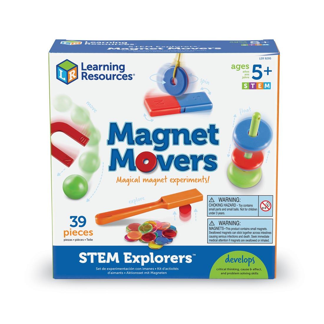 box of STEM Explorers Magnet Movers shows various magnet experiments