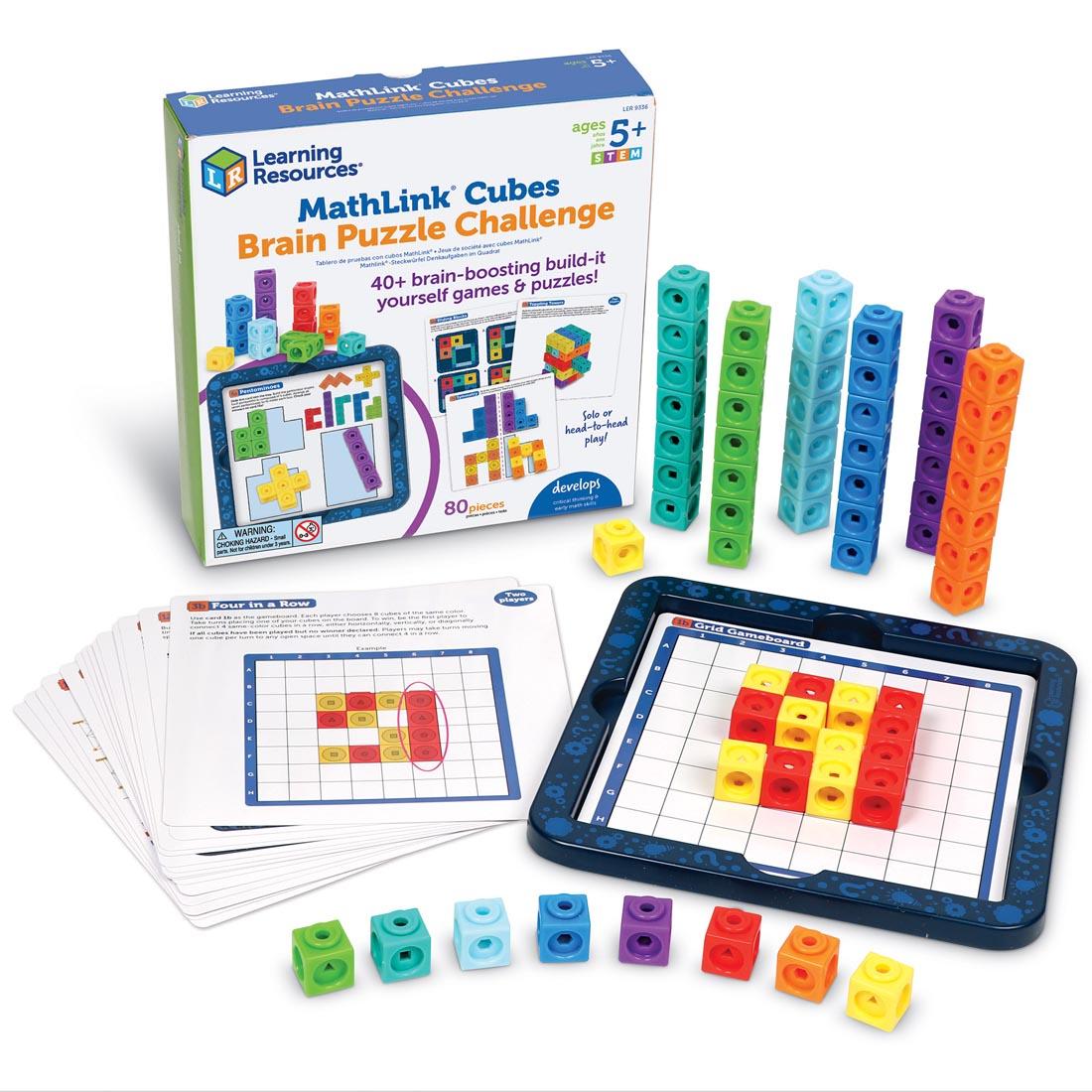 MathLink Cubes Brain Puzzle Challenge, with contents shown outside of packaging