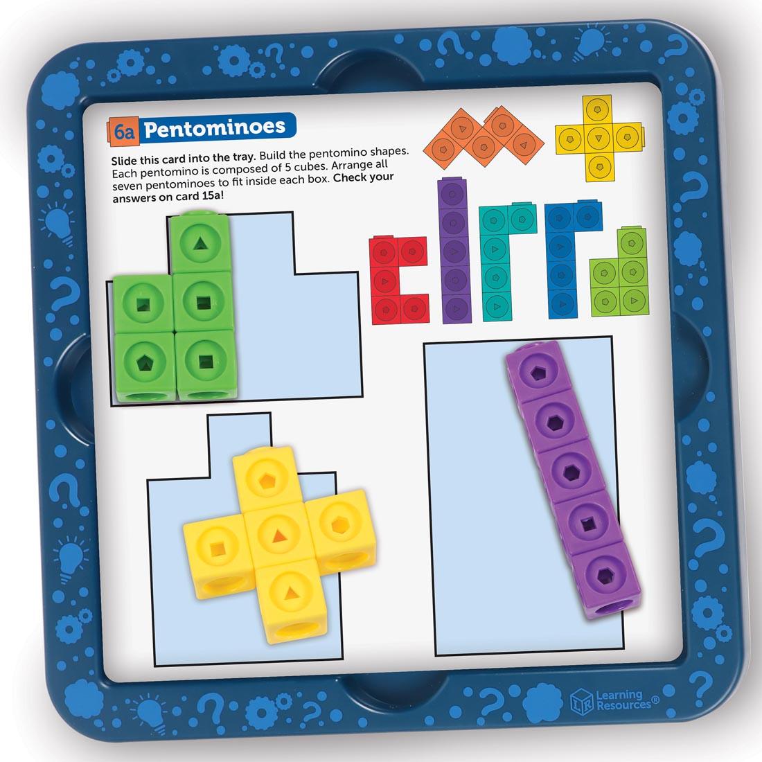 sample challenge card and cubes from MathLink Cubes Brain Puzzle Challenge