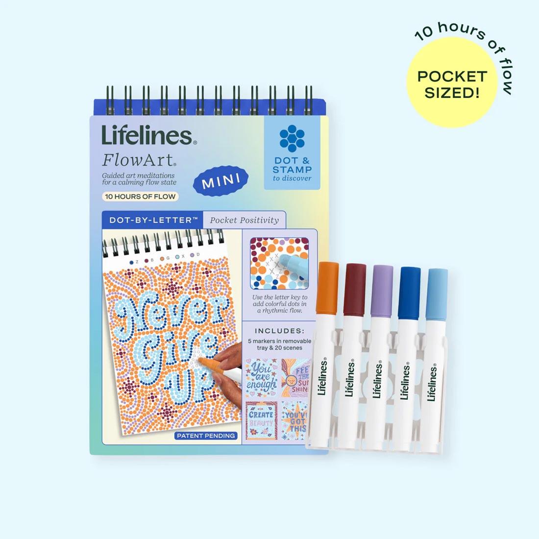 Pocket Positivity Mini Dot-By-Letter FlowArt by Lifelines plus text 10 hours of flow; Pocket sized!