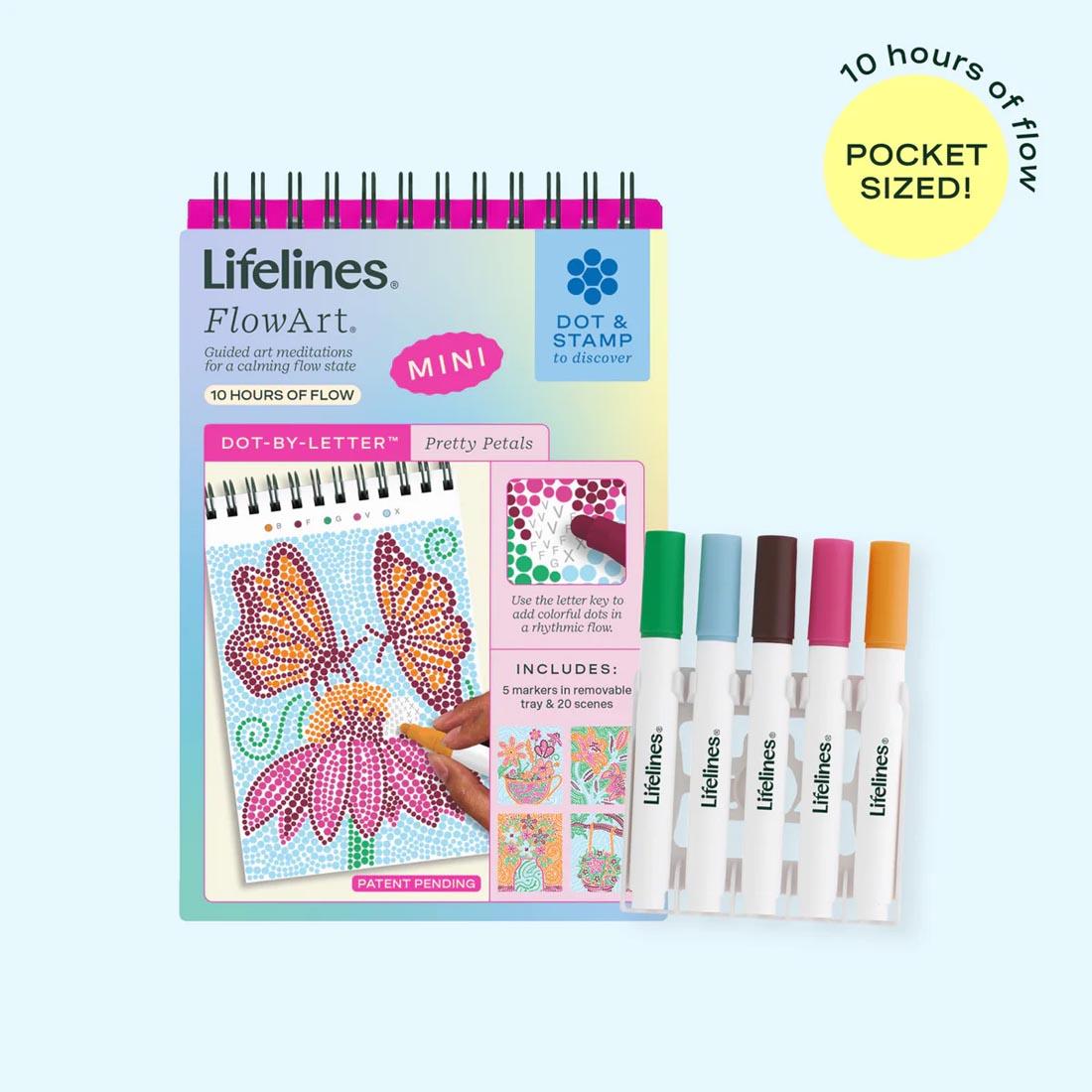 Pretty Petals Mini Dot-By-Letter FlowArt by Lifelines plus text 10 hours of flow; Pocket Sized!