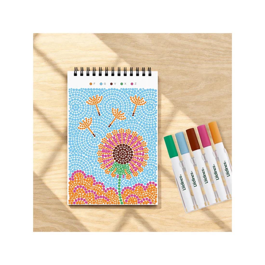 completed example of an image from Nature's Wonders Mini Dot-By-Letter FlowArt by Lifelines plus five markers