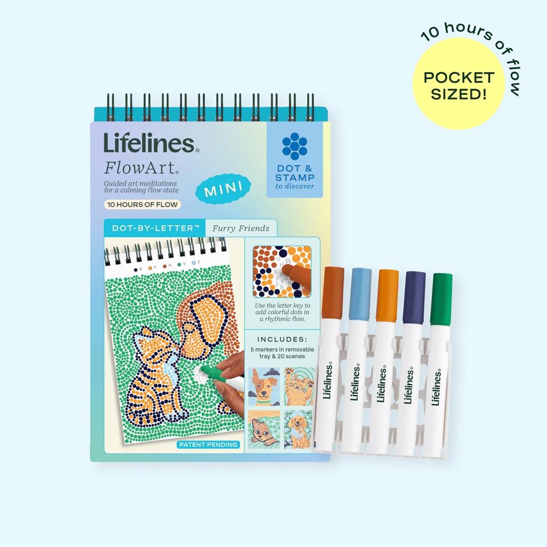 Furry Friends Mini Dot-By-Letter FlowArt by Lifelines plus text 10 hours of flow; Pocket Sized!