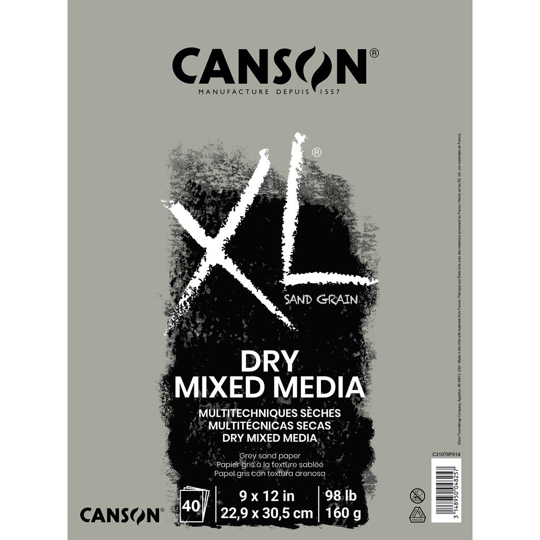 Canson XL Series Grey Sand Grain Dry Mixed Media Pad 9x12"