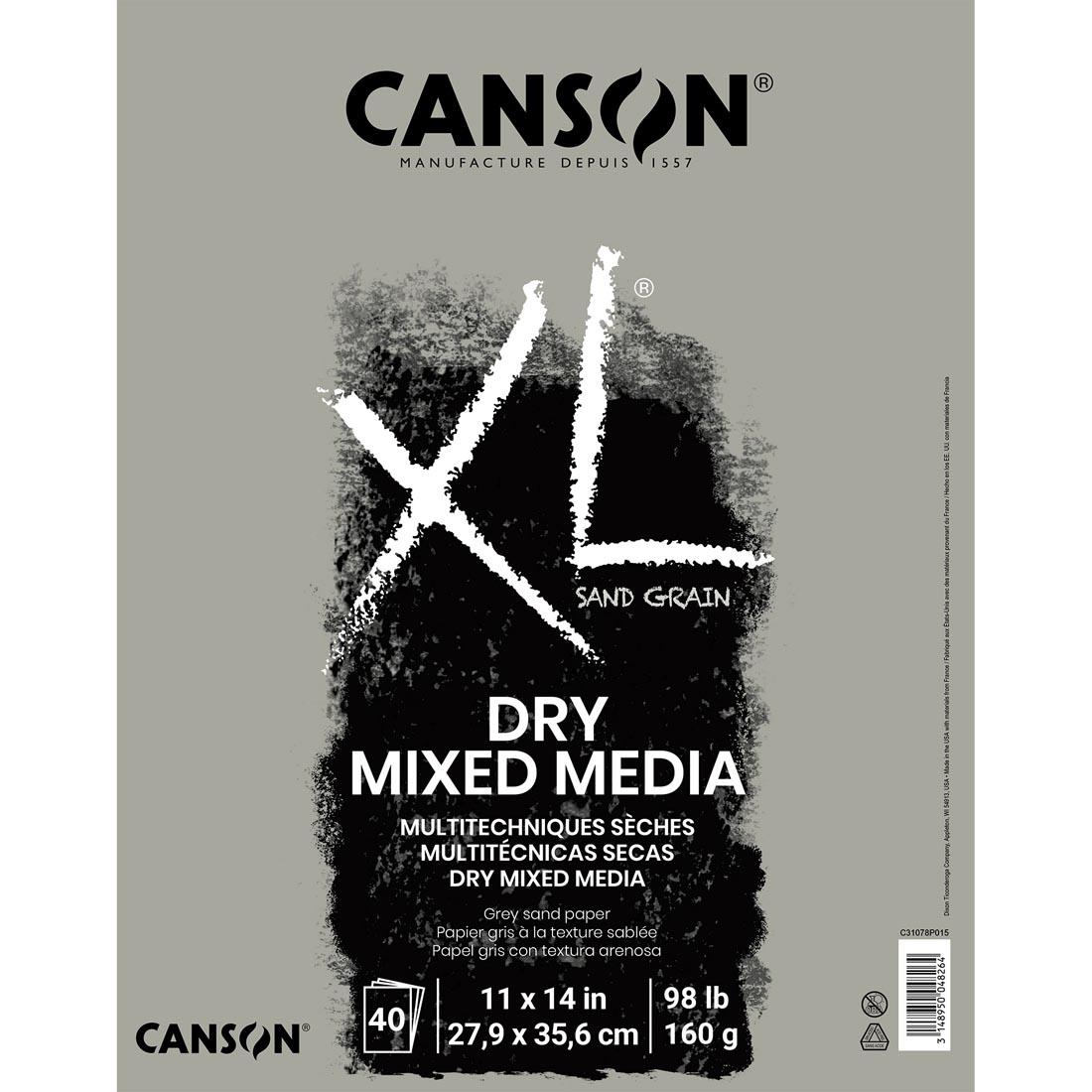 Canson XL Series Grey Sand Grain Dry Mixed Media Pad 11x14"