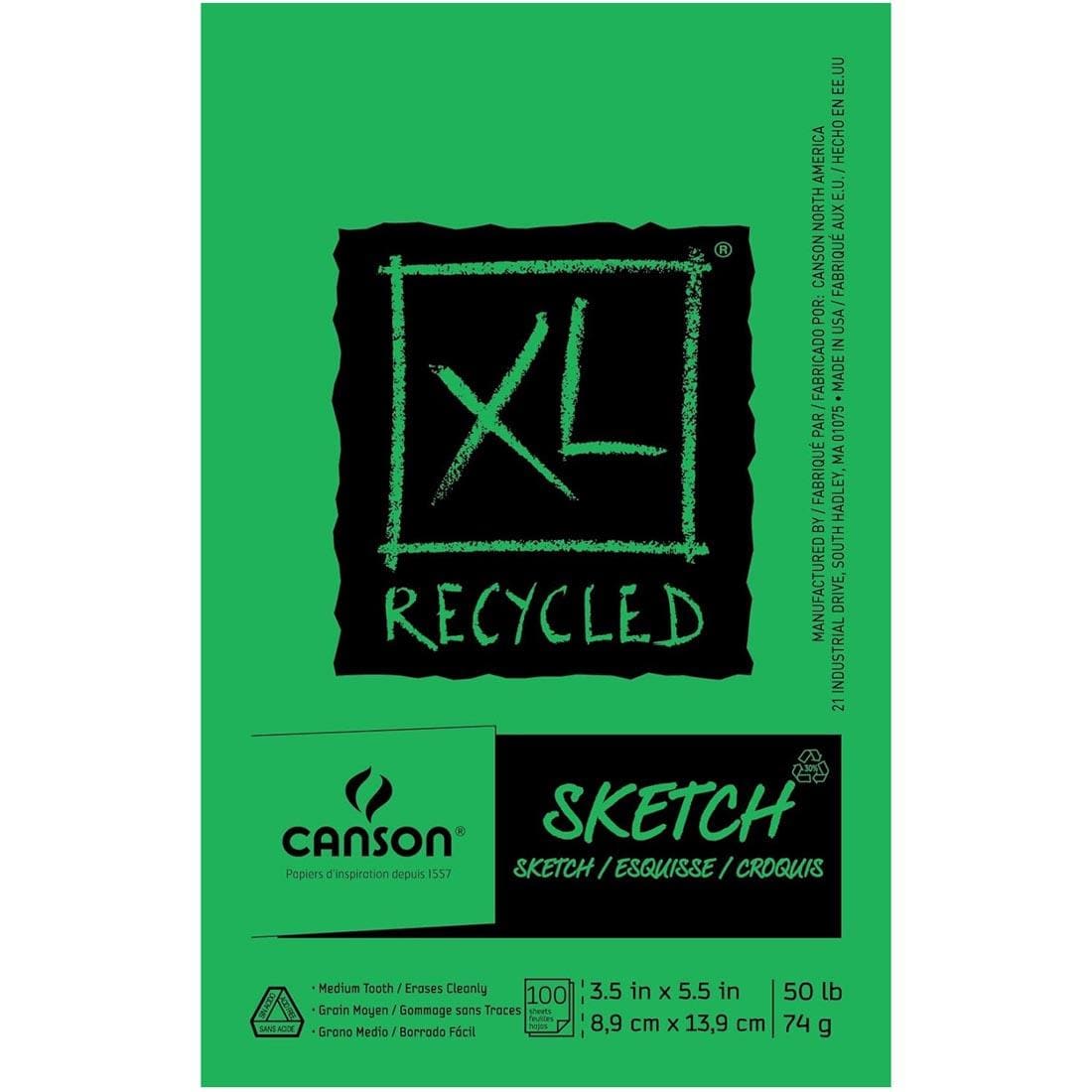 Canson XL Series Top-Bound Recycled Sketch Book 3-1/2 x 5-1/2"