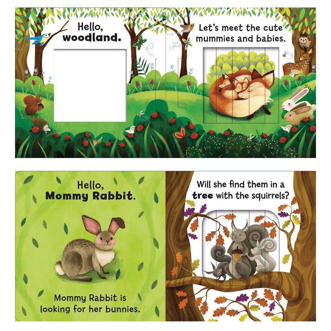 2 spreads of the Mom Is My Home Sliding Pictures Board Book