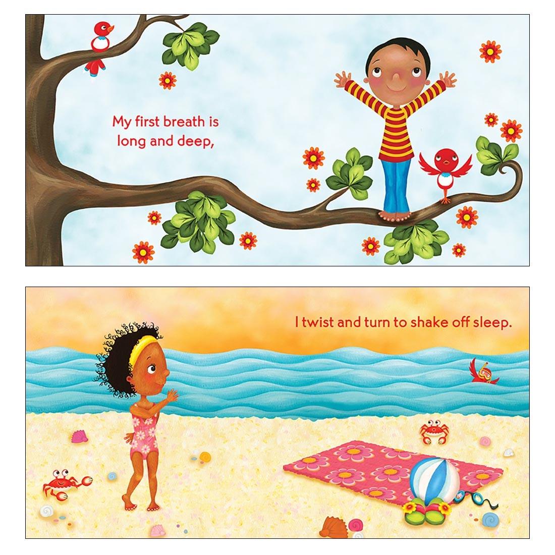 sample pages from Good Morning Yoga Board Book