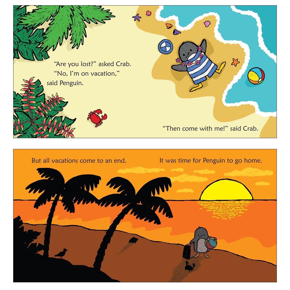 sample pages from Penguin On Vacation Board Book