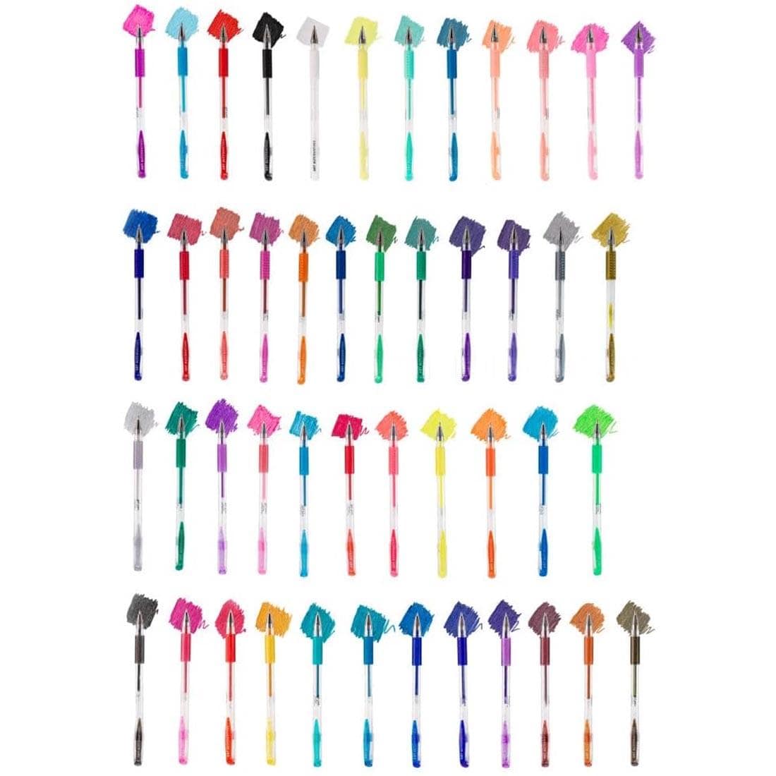 47 Gel Pens each with a scribbled color swatch