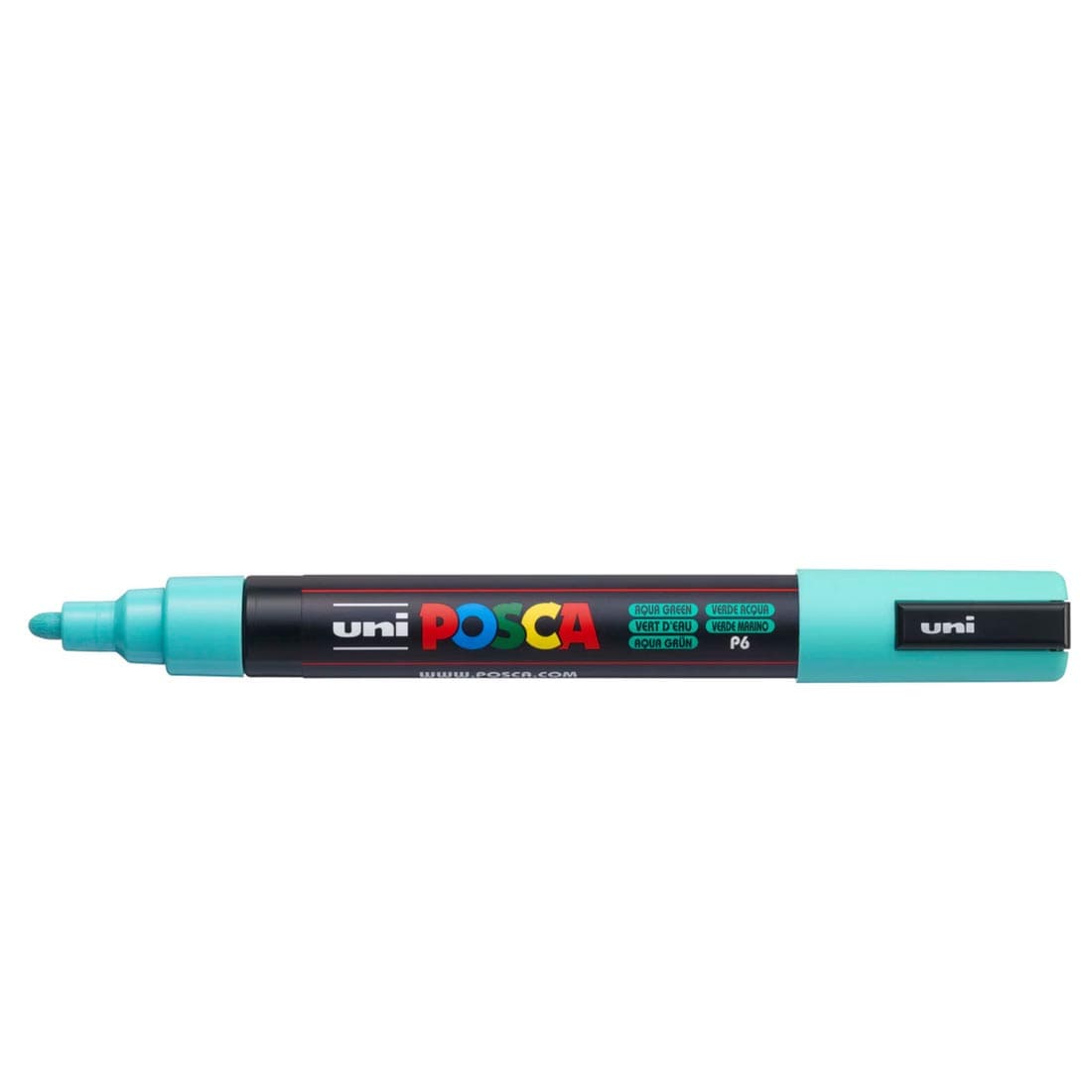 Aqua Green Posca Medium Point Paint Marker with cap on opposite end