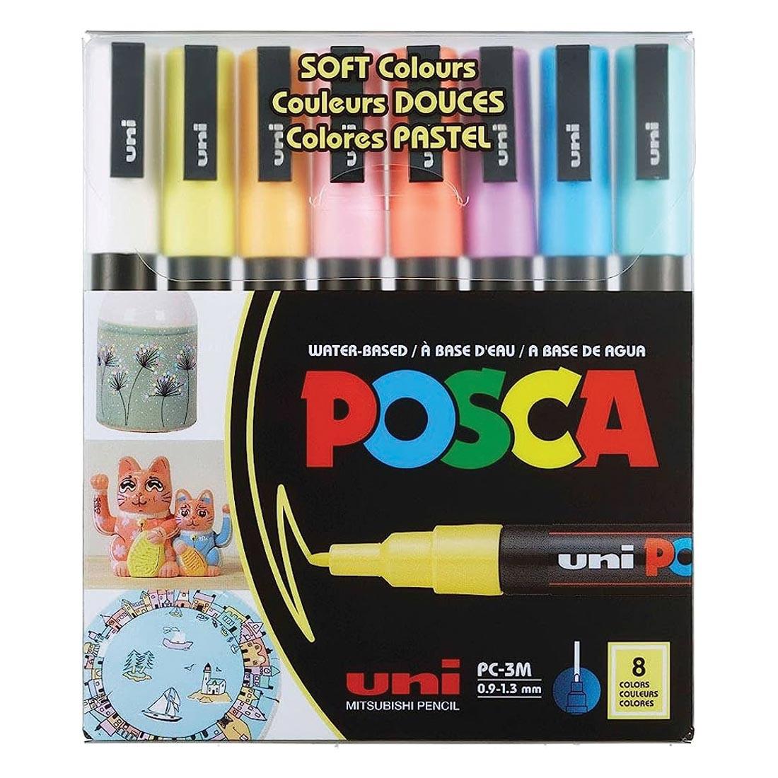 Posca Fine Point 8-Color Soft Colors Paint Marker Set