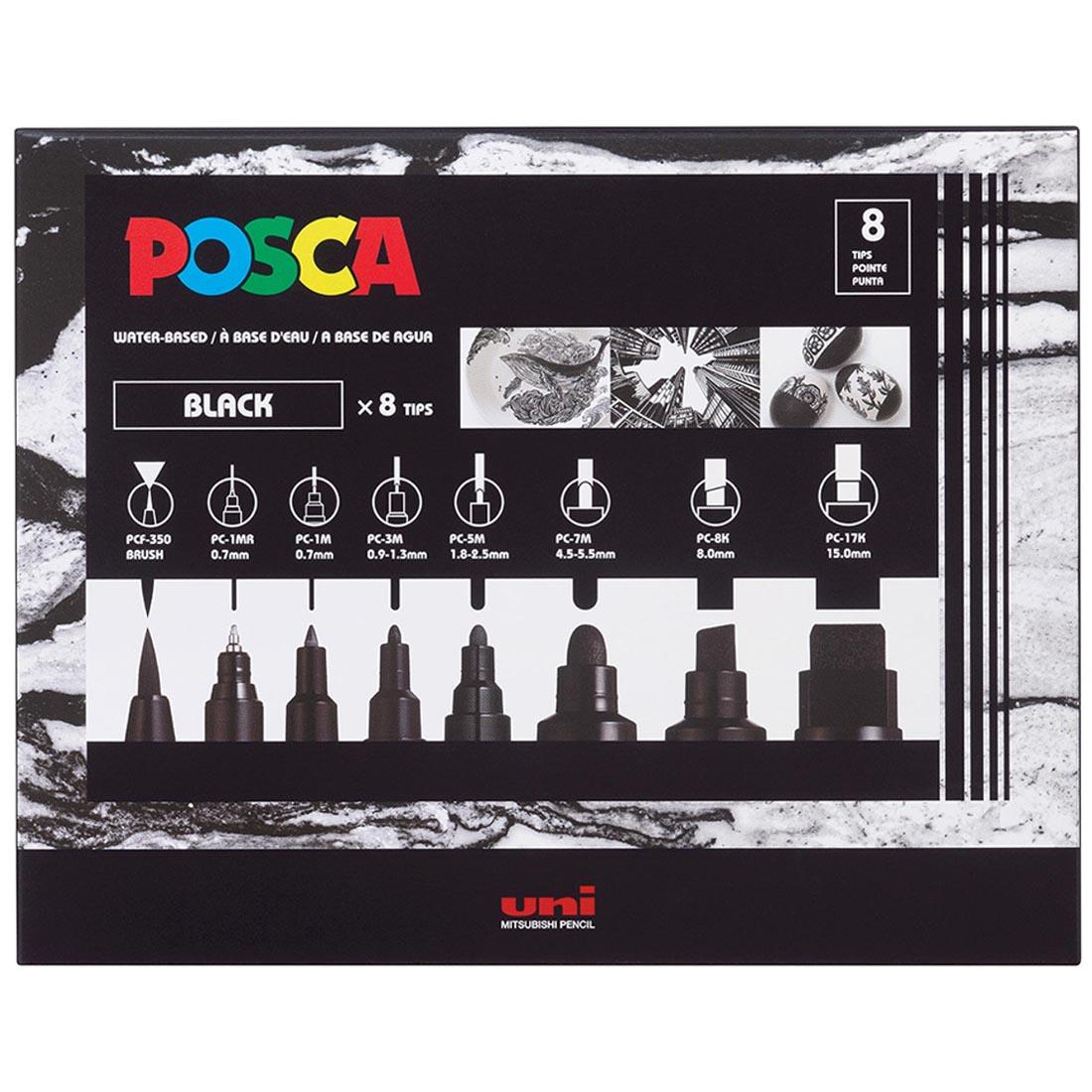 Posca 8-Count Black Paint Marker Set