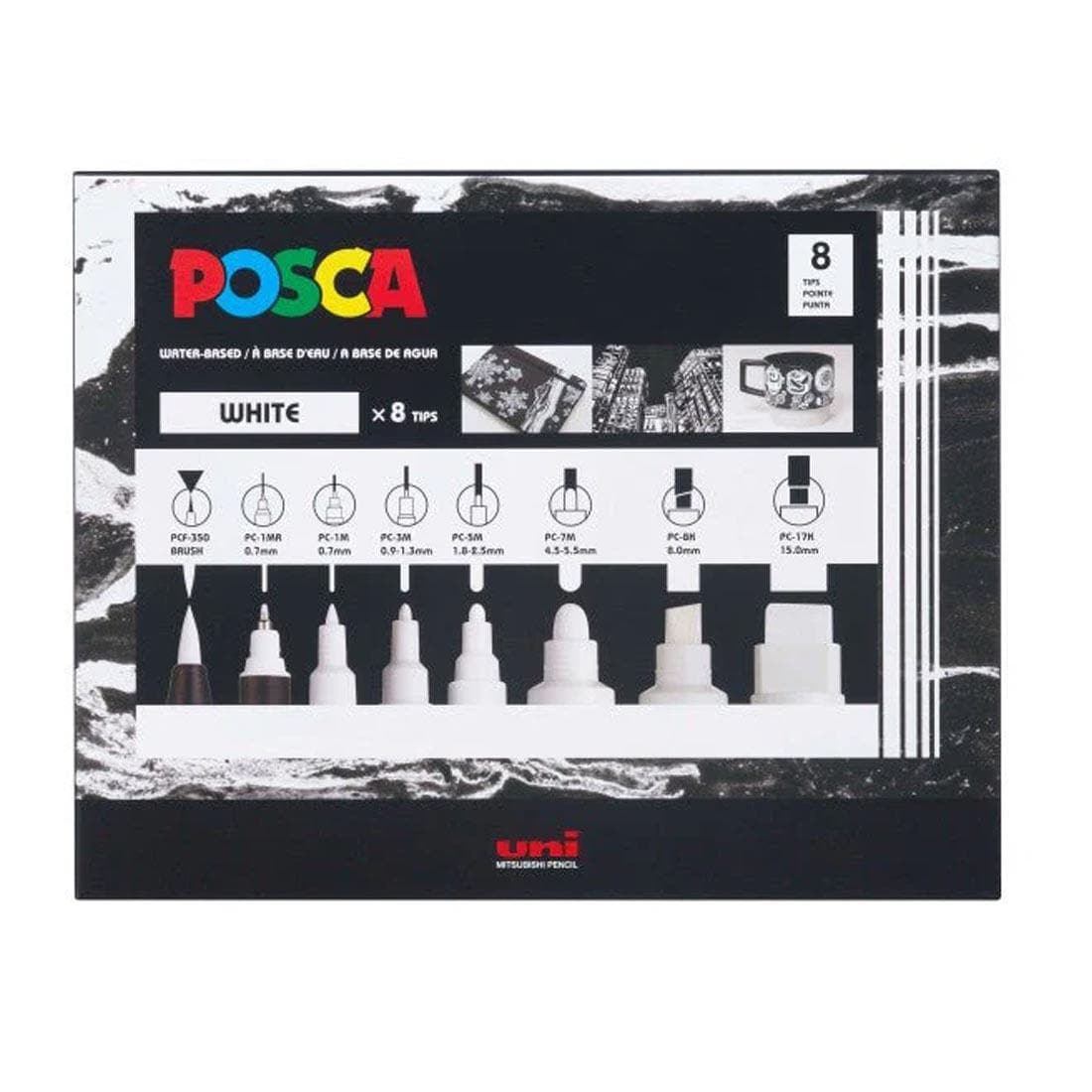 Posca 8-Count White Paint Marker Set