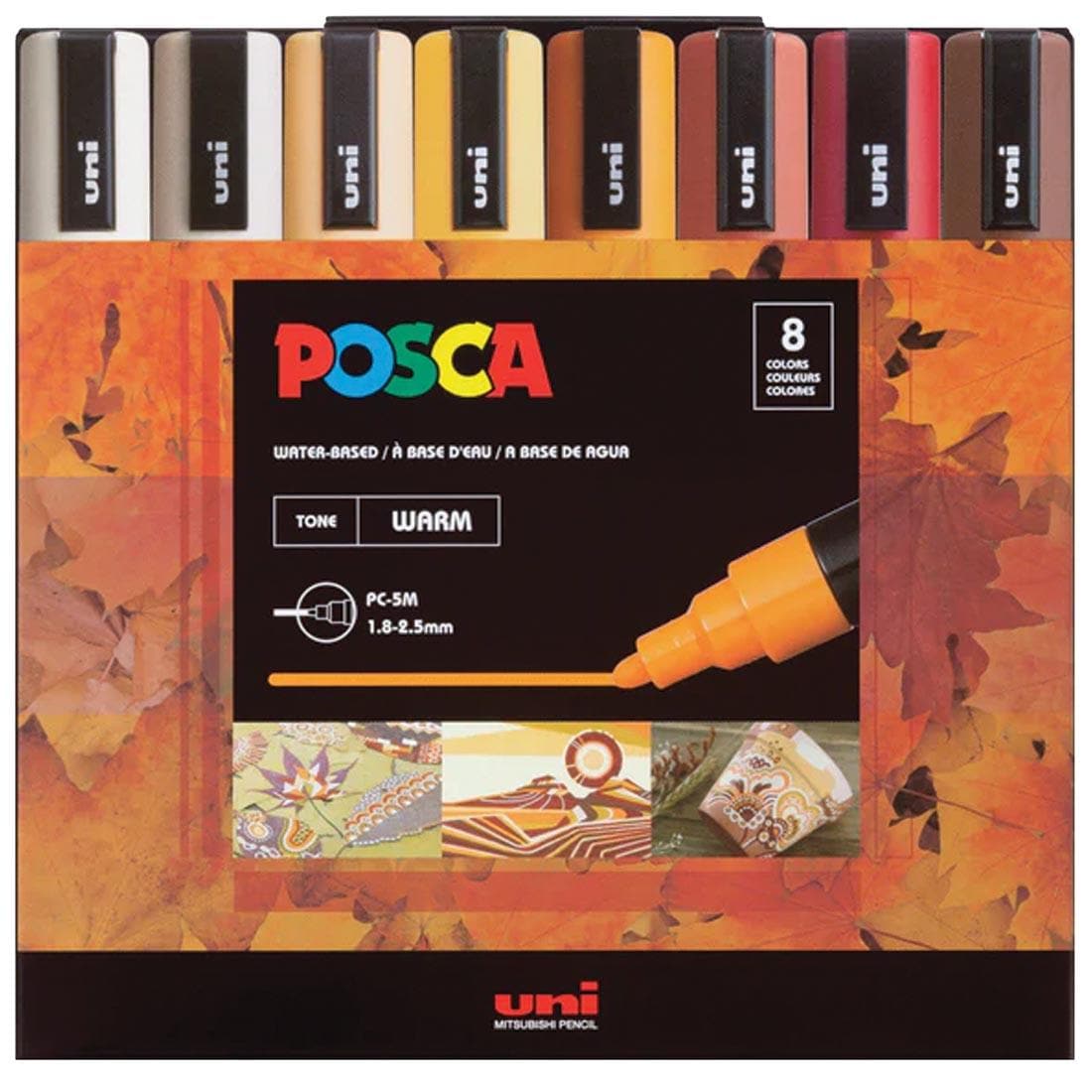 Posca Medium Point 8-Color Warm Paint Marker Set