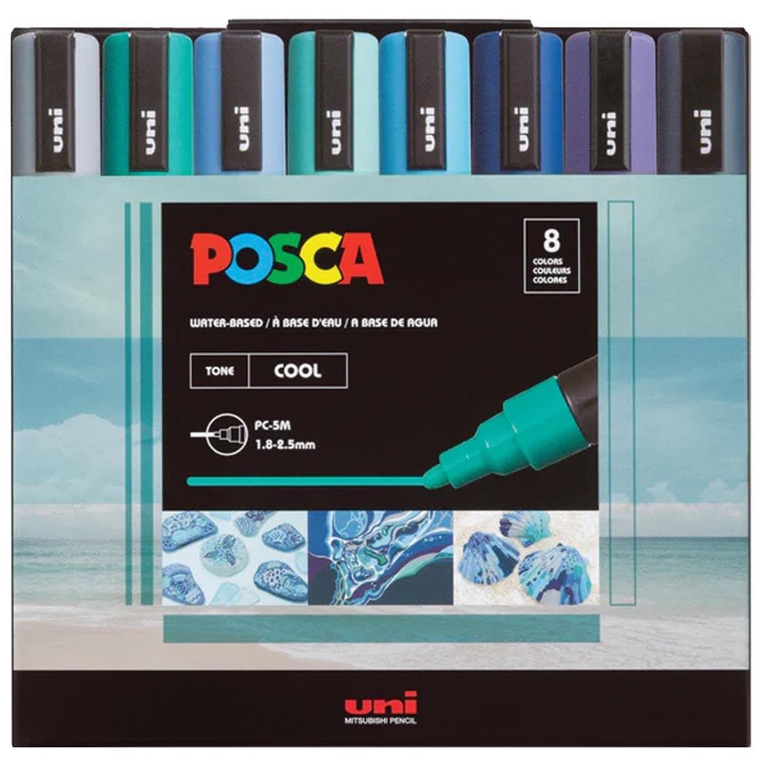 Posca Medium Point 8-Color Cool Paint Marker Set