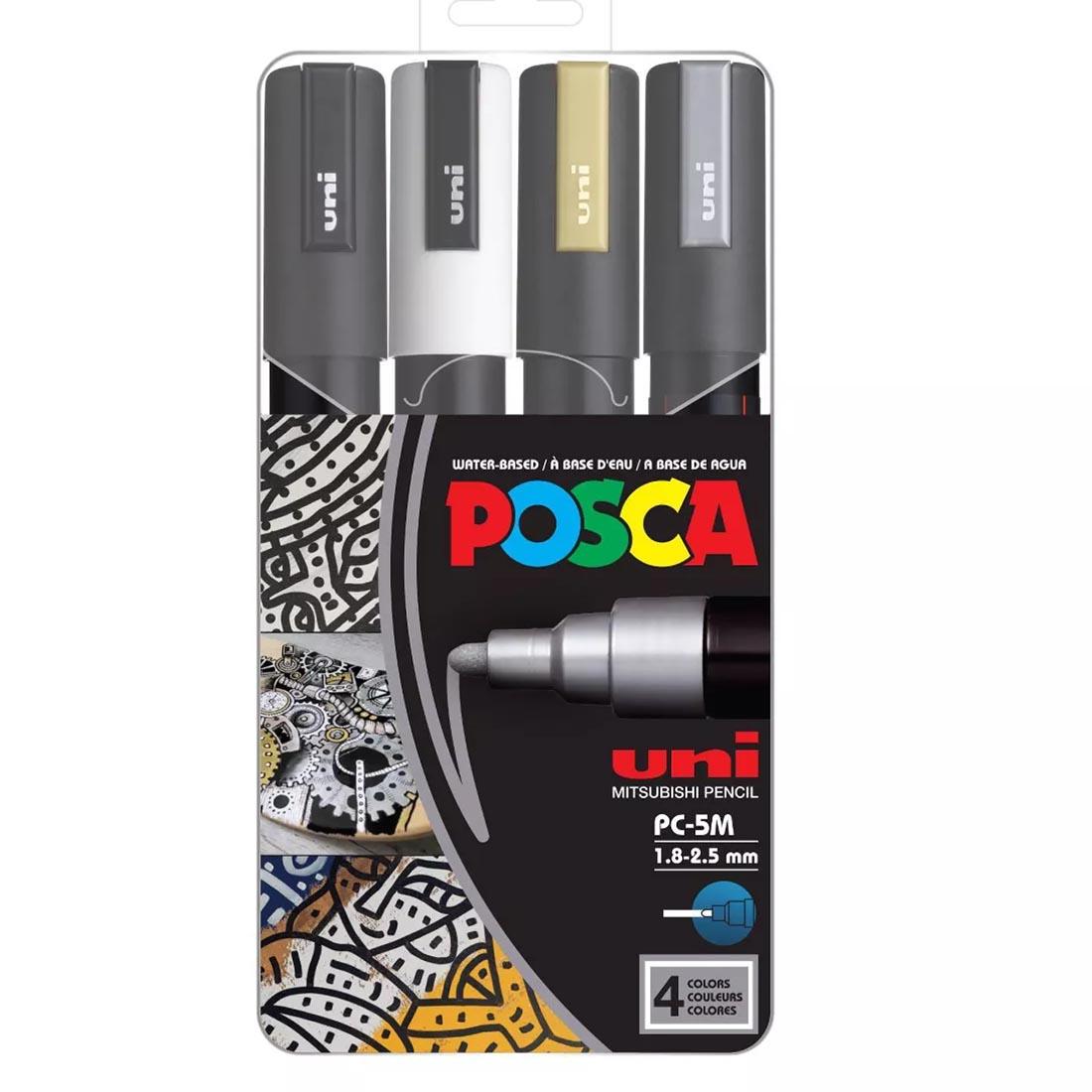 Posca Medium Point Paint Marker 4-Color Set