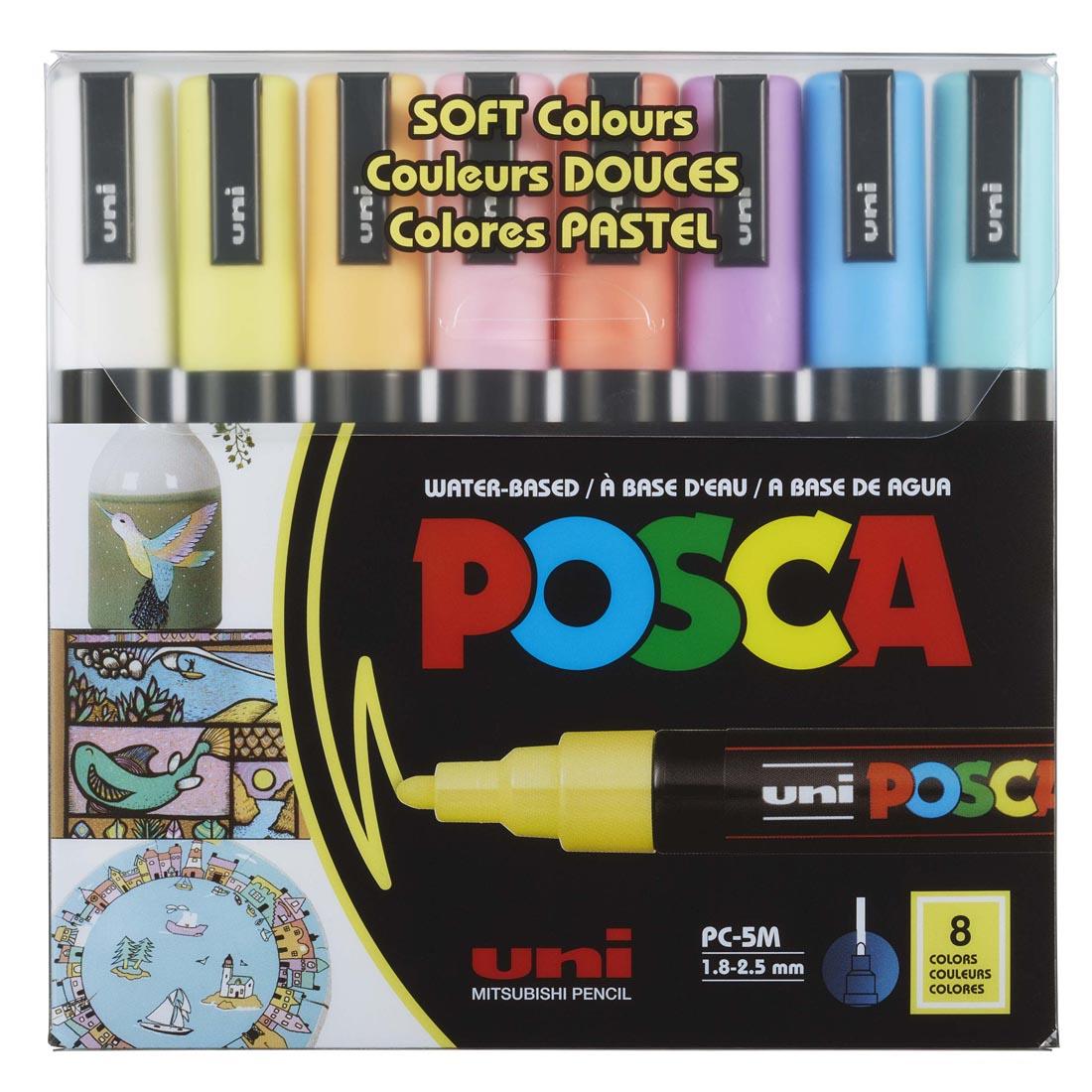 Posca Medium Point 8-Color Soft Colors Paint Marker Set