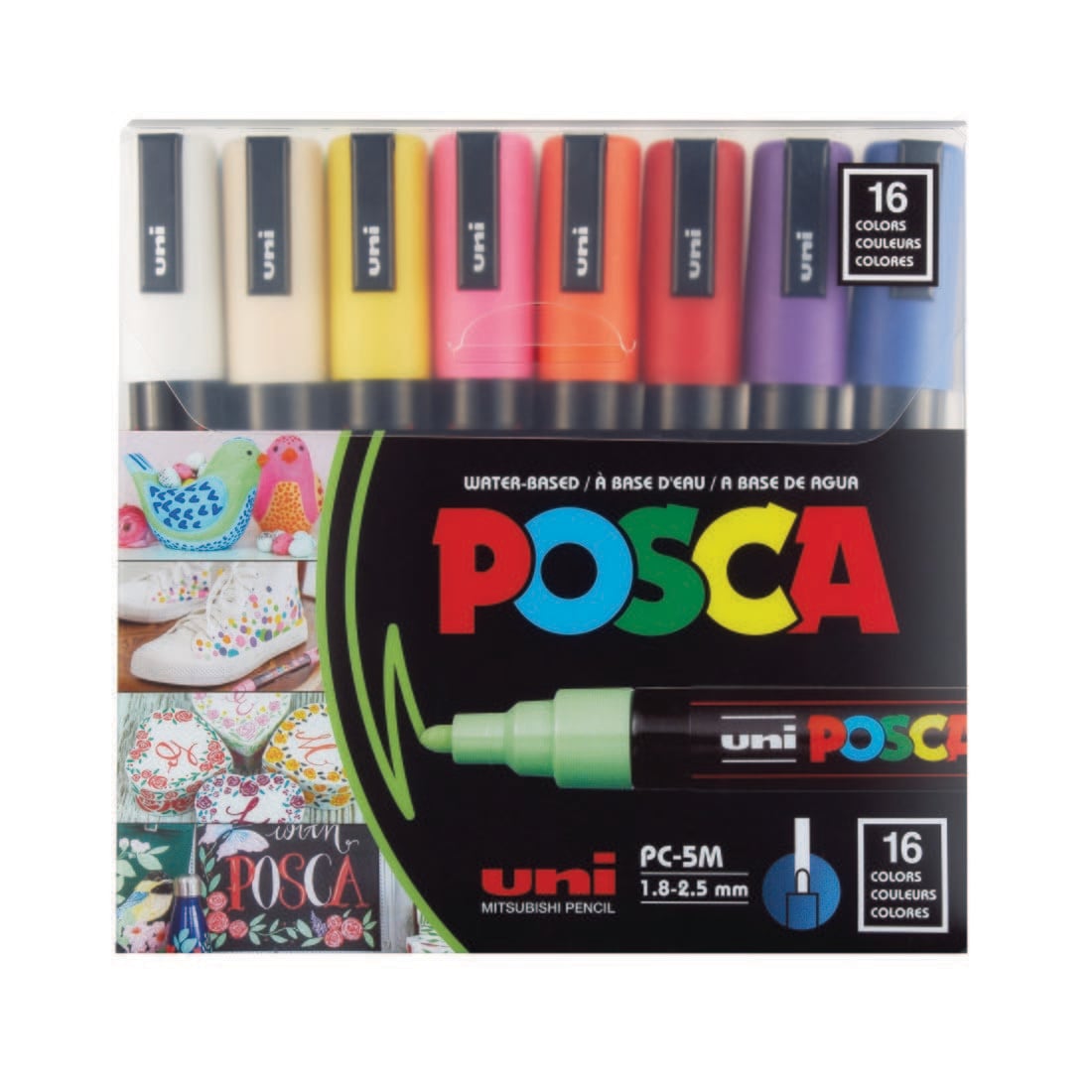 Posca Medium Point 16-Color Paint Marker Set