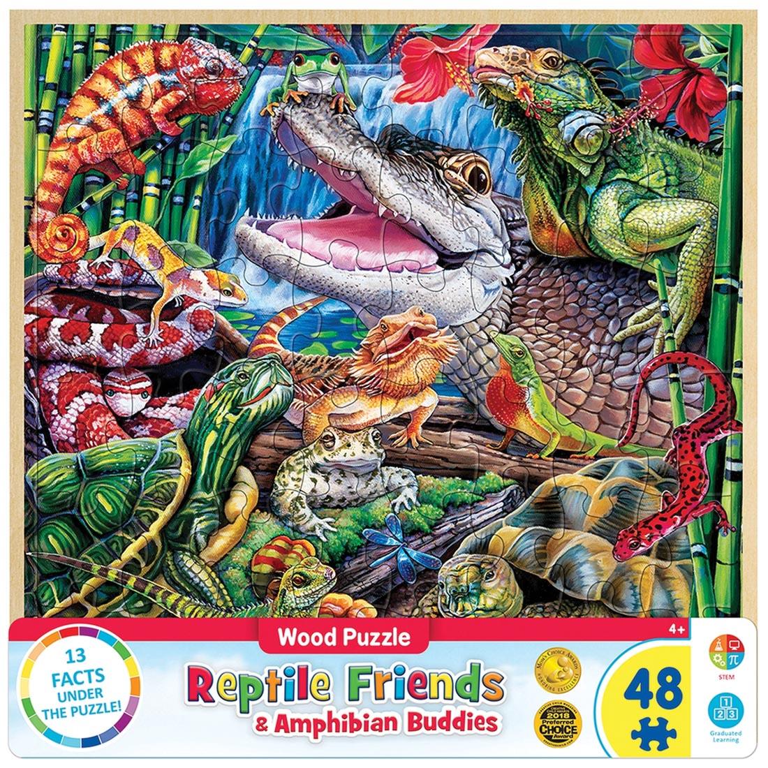 Reptile Friends & Amphibian Buddies 48-Piece Wooden Puzzle By MasterPieces