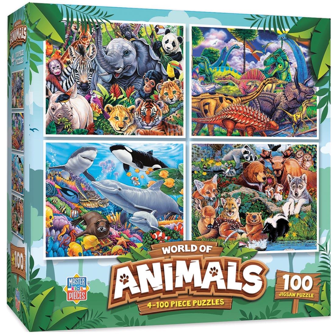 World Of Animals 100-Piece Puzzles 4-Pack By MasterPieces