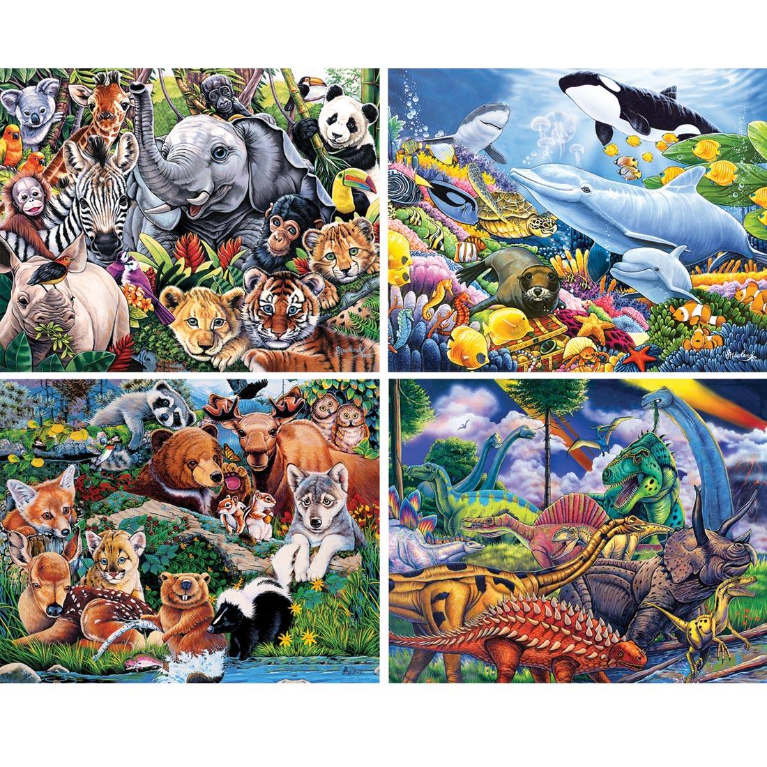 World Of Animals 100-Piece Puzzles 4-Pack By MasterPieces