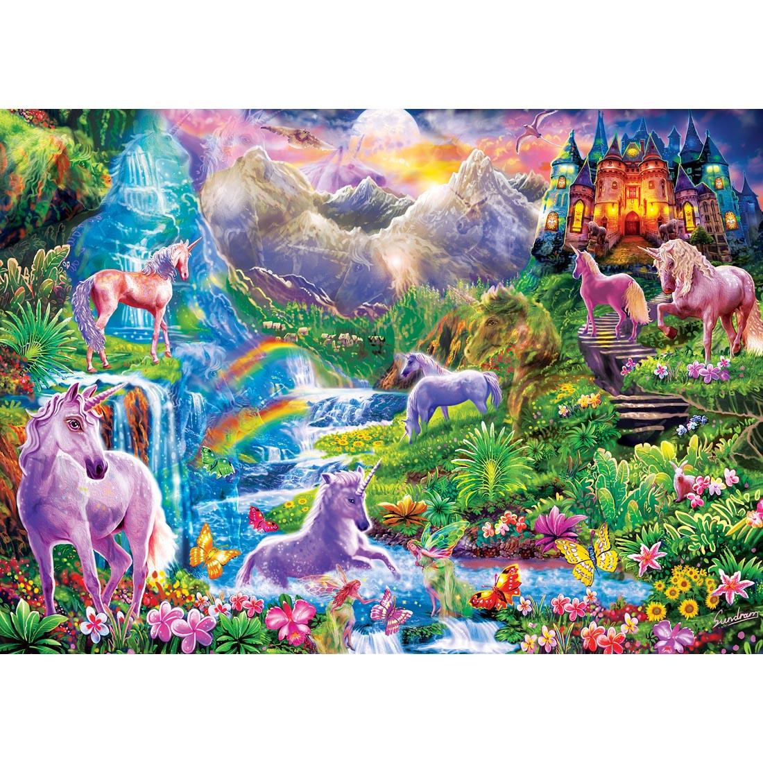 Hidden Images Series Glow In The Dark Unicorns Retreat 500-Piece Puzzle by MasterPieces