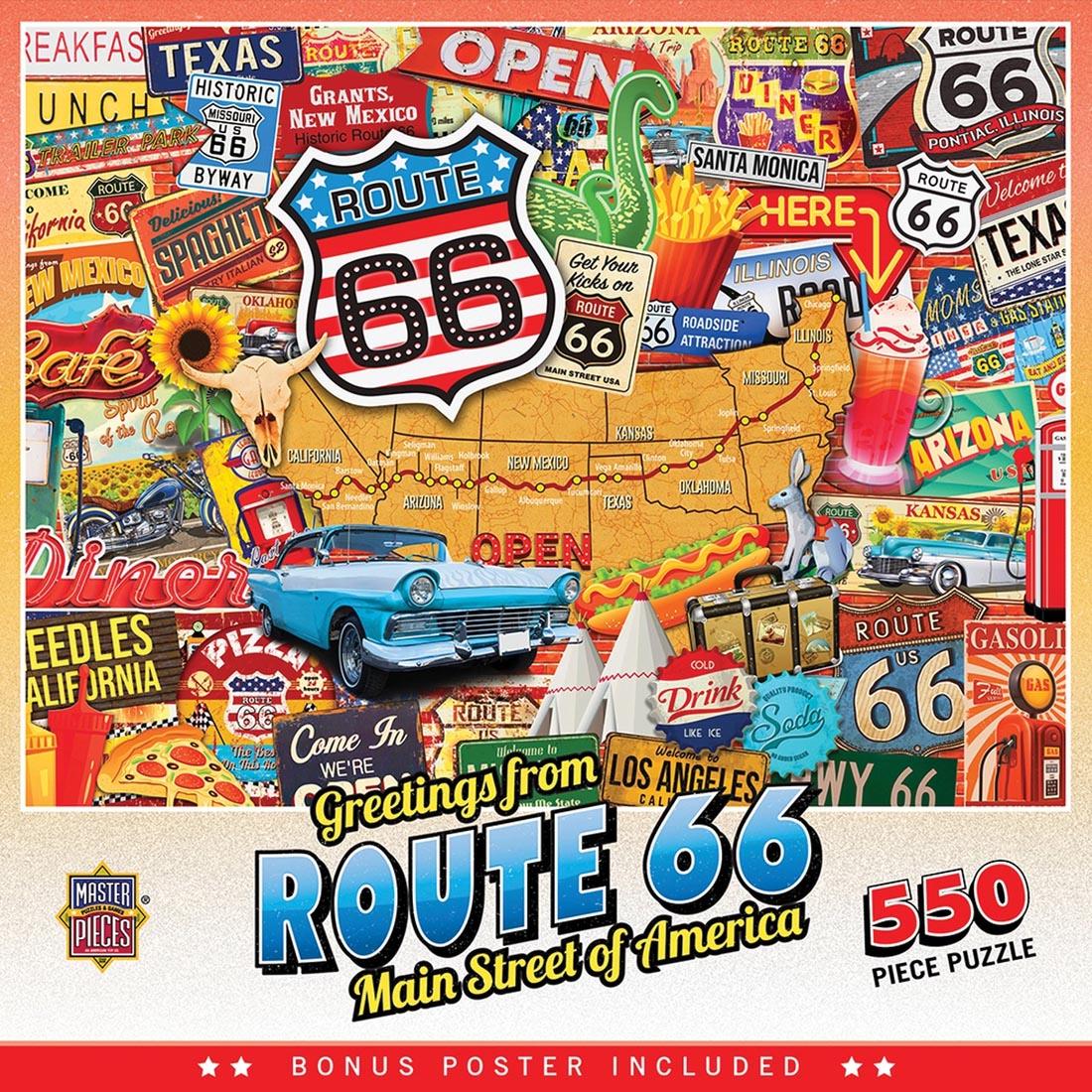 Greetings From Series Route 66 Main Street of America 550-Piece Puzzle by MasterPieces