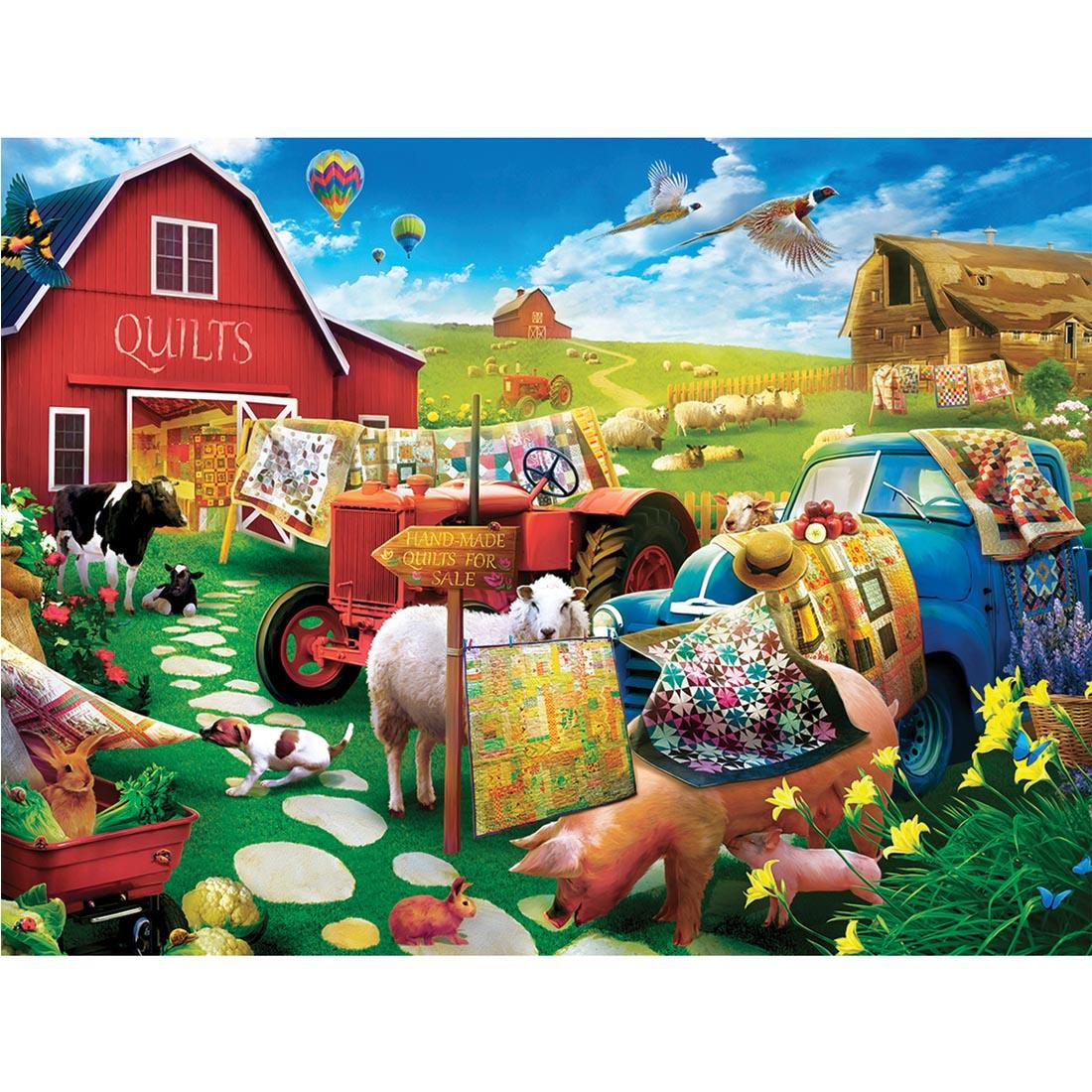 Green Acres Series Quilt Country 300-Piece EZ Grip Puzzle by MasterPieces