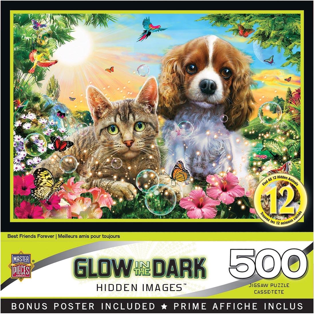 Hidden Images Series Glow In The Dark Best Friends Forever 500-Piece Puzzle by MasterPieces