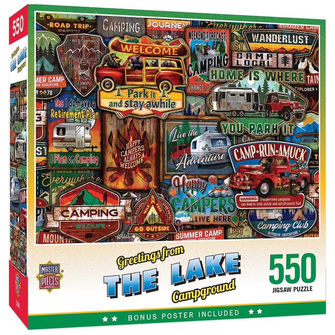 Greetings From Series The Lake Campground 550-Piece Puzzle by MasterPieces