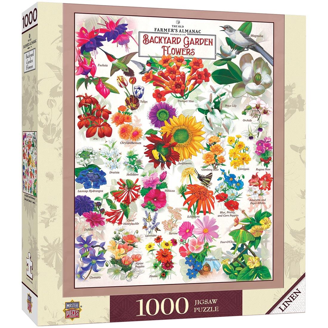 Poster Art Series Farmer's Almanac Backyard Garden Flowers 1000-Piece Puzzle by MasterPieces